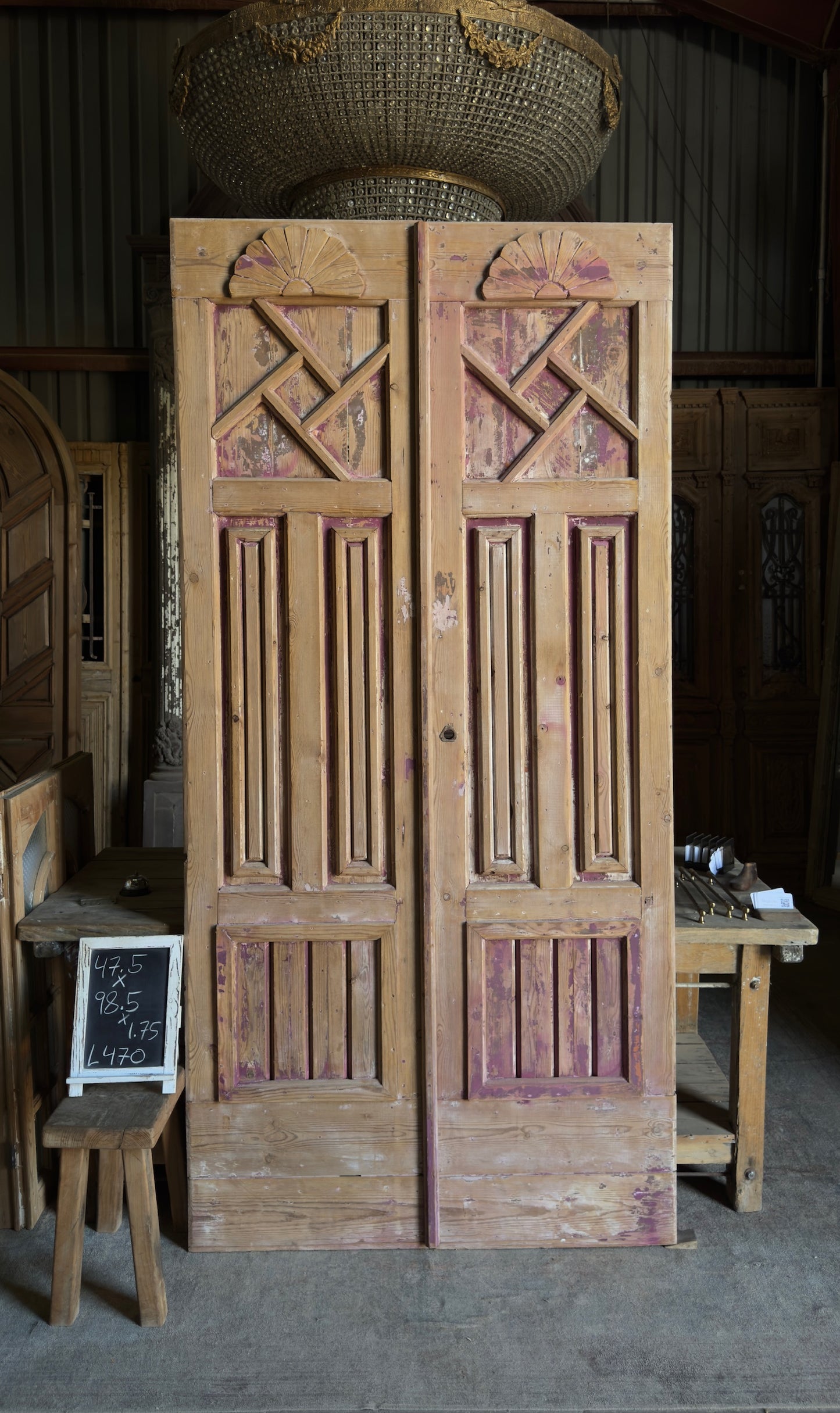 Antique Moroccan Paneled Solid Doors - 47.5x98.5 - L470