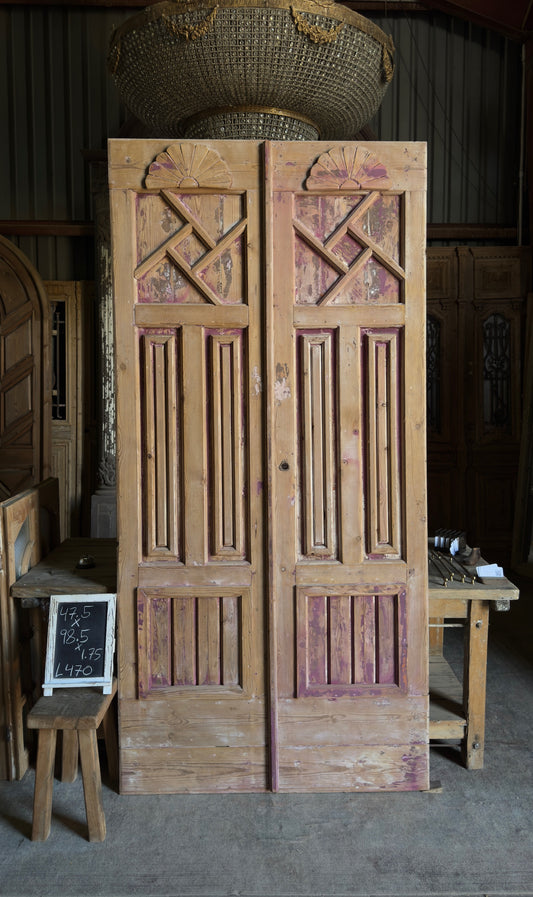 Antique Moroccan Paneled Solid Doors - 47.5x98.5 - L470