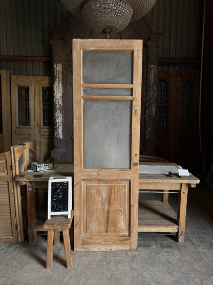 19th Century Antique Glass Single Door - 27.25x87x J290