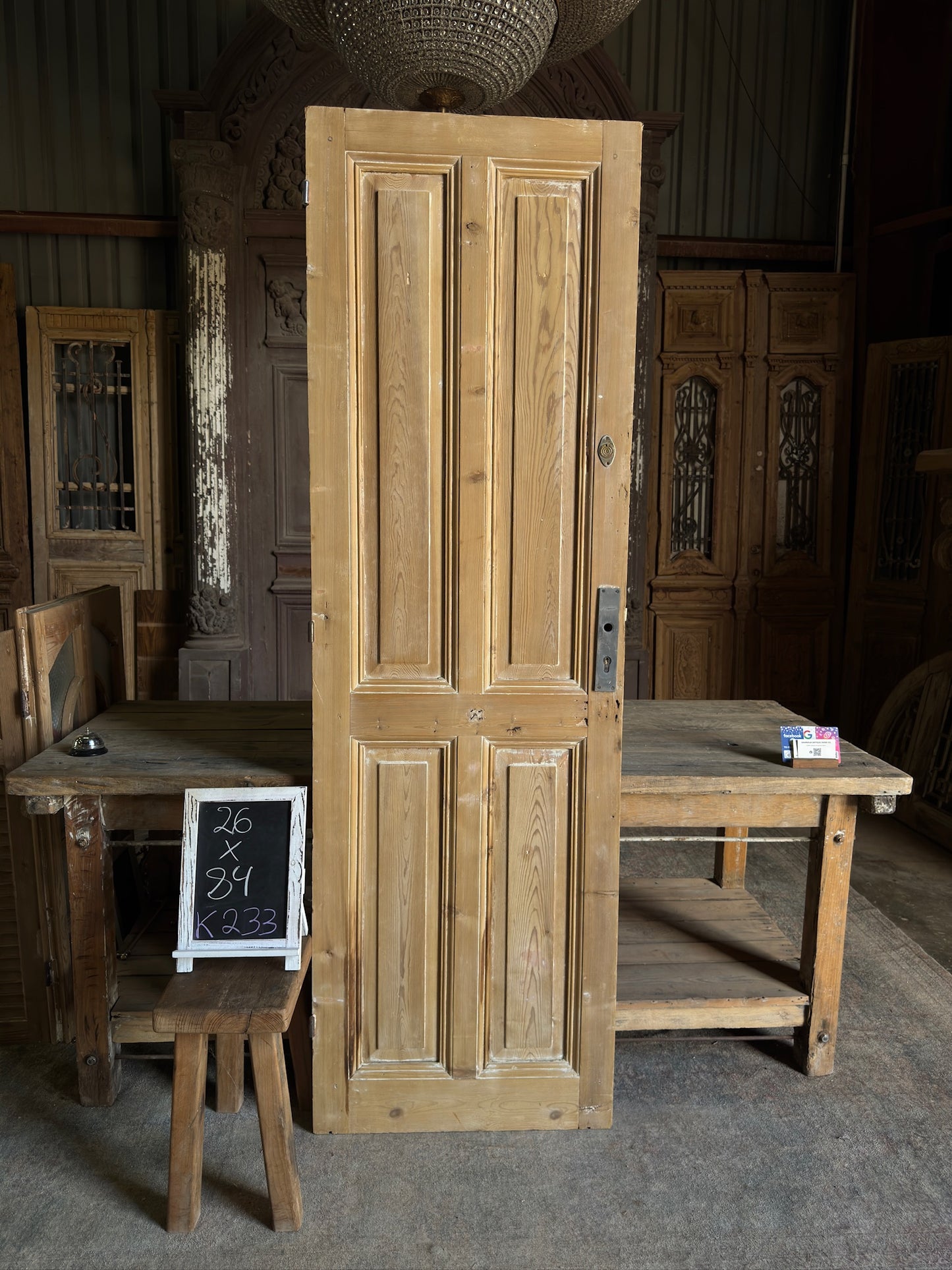 4 Panel Single Solid Antique Door - 26x84 K233