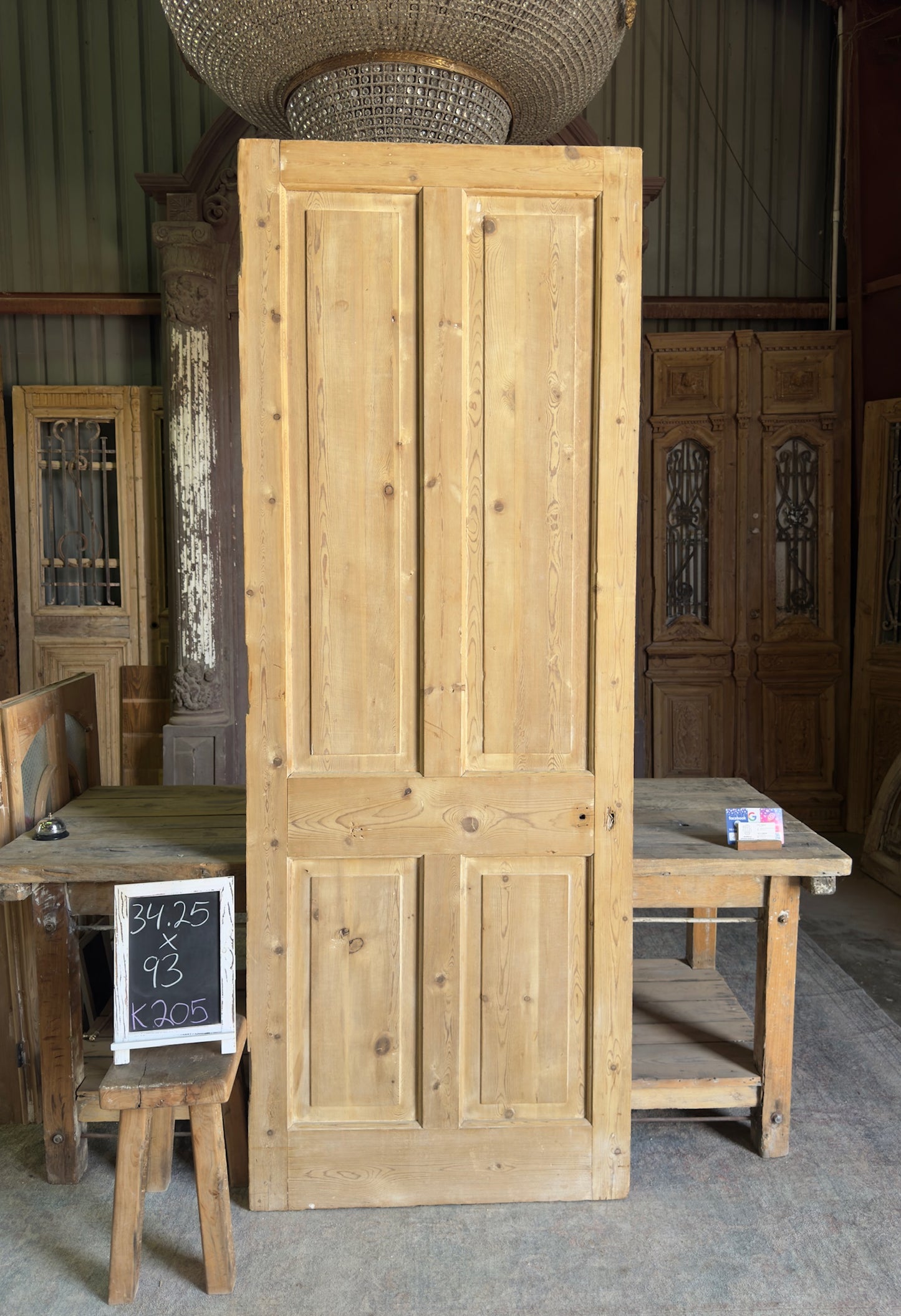 4 Panel Single Solid Antique Door - 34.25x93 K205