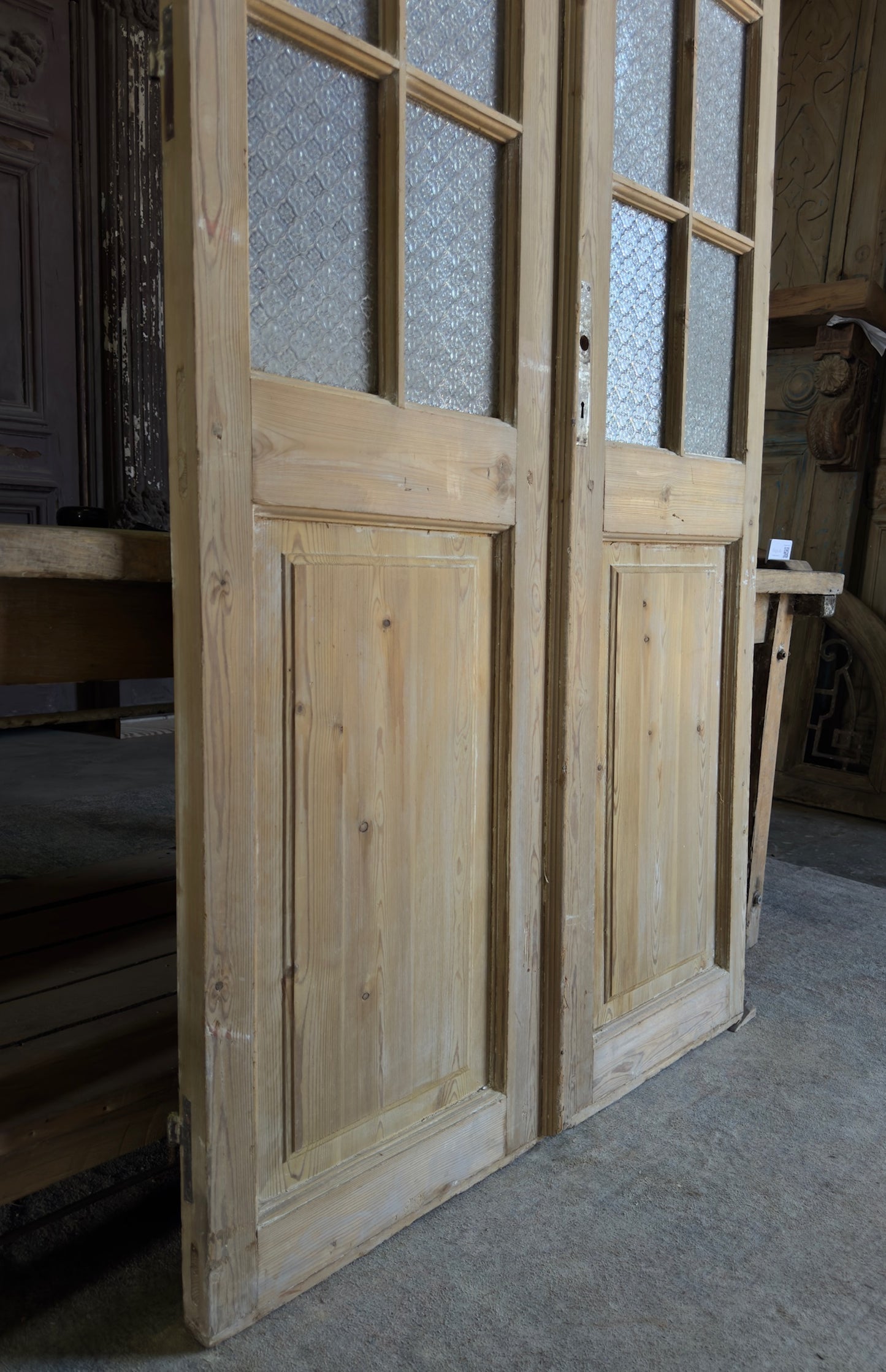 8 Lite Glass Antique French Doors - 41.25x94 K434