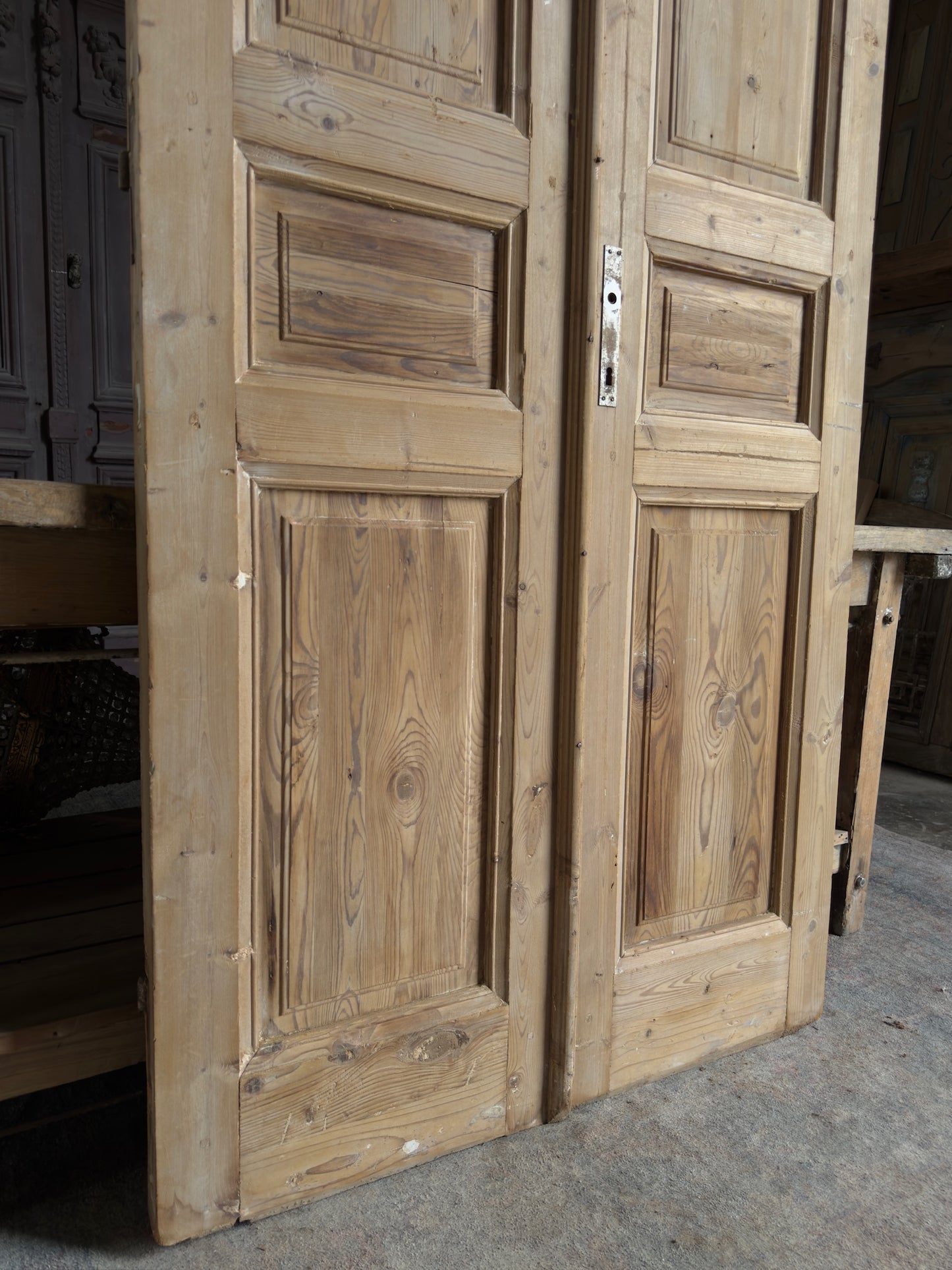 3 Panel Antique Solid French Doors - 39.5x89 K141