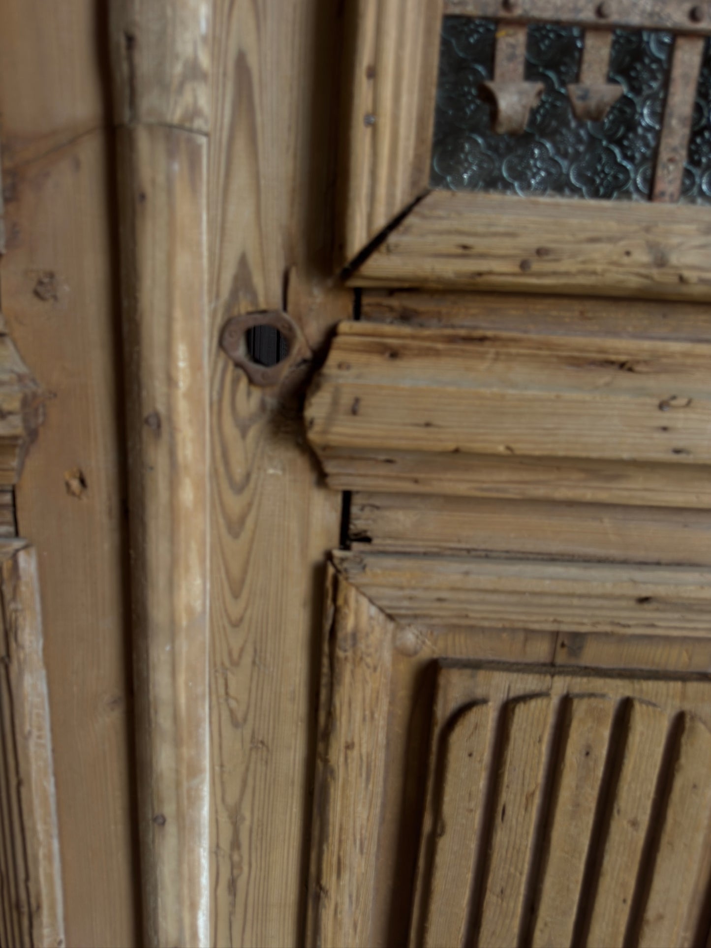 Antique Carved 2 Lite French Doors - 42.5x92.5 - L549
