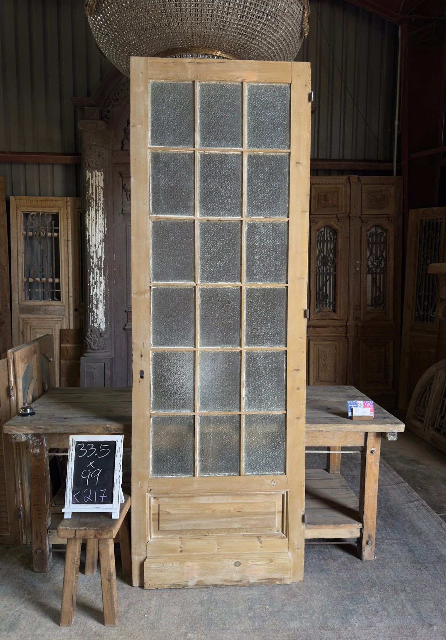 18 Lite Antique Glass Single Door - 33.5x99 K217