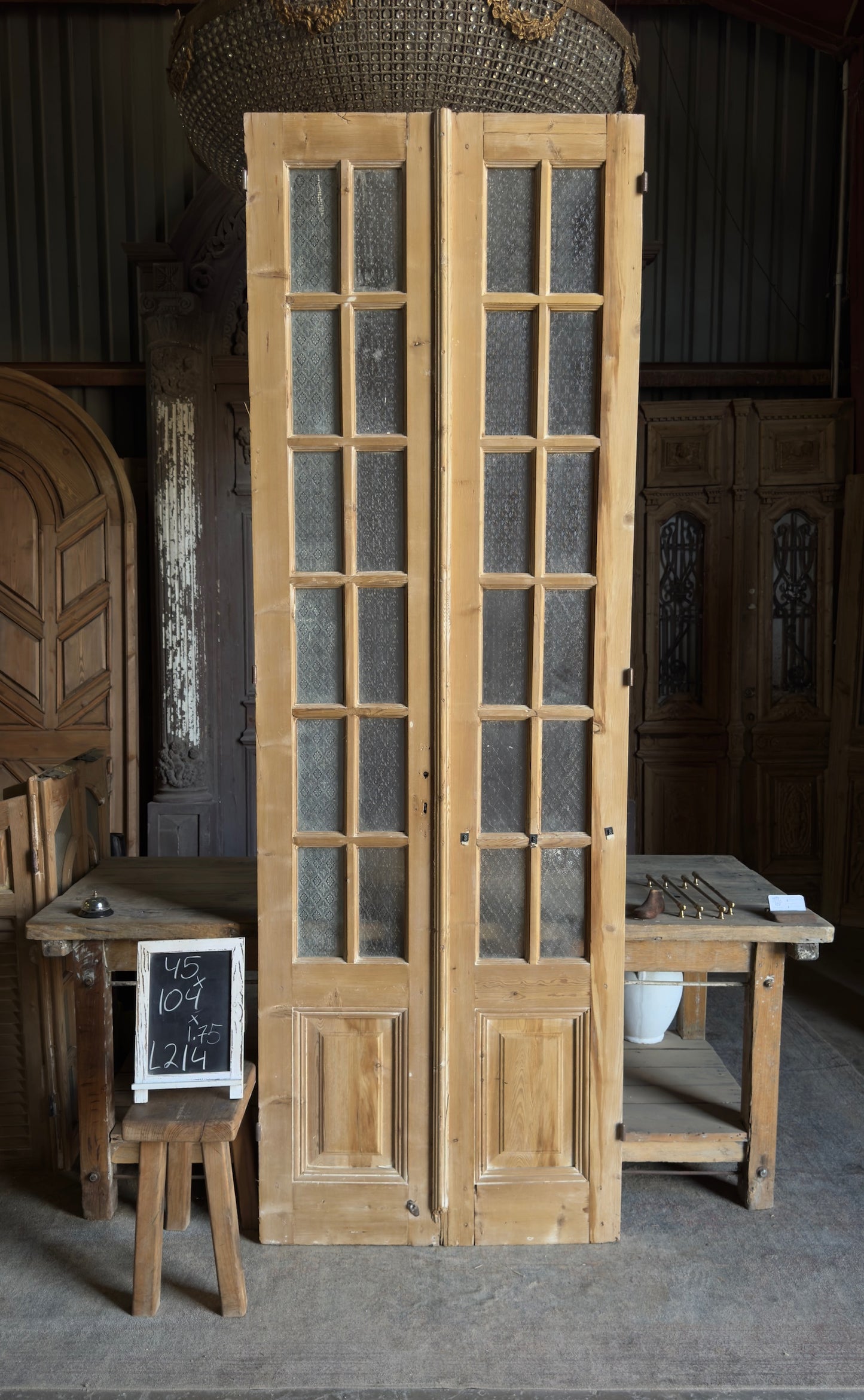 12 Lite Glass Antique French Doors - 35x104 - L214