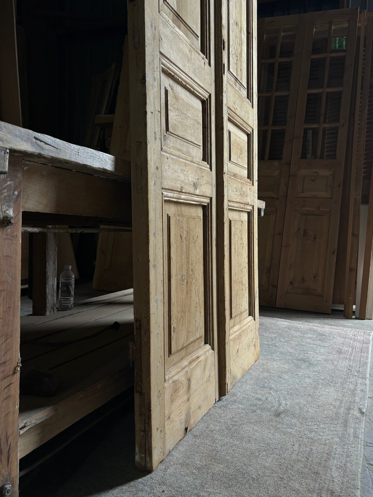3 Panel Antique Solid French Doors - 42.75x96.5 - L85