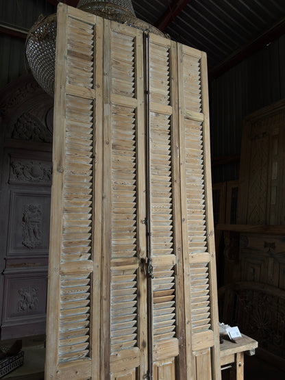 Tall European French Antique Louvered Shutters - 45.5x120.25 J313