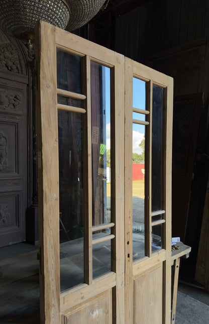 Antique Art Nouveau Glass French Doors - 44x87 - L305