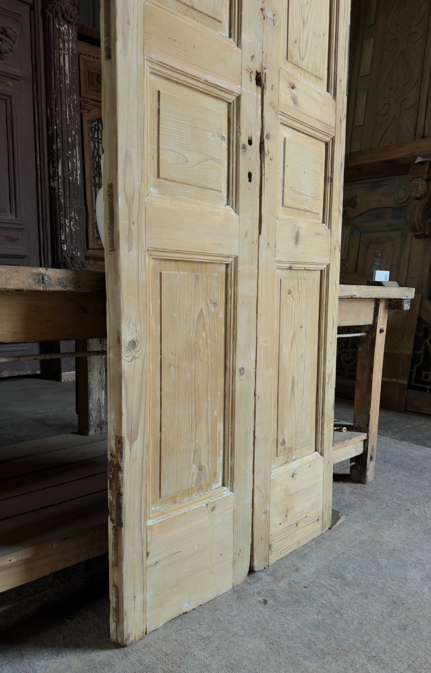 3 Panel Antique Solid French Doors - 30.75x104 K422