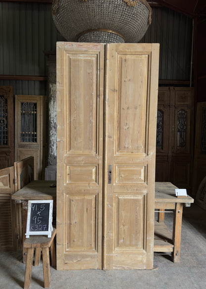 3 Panel Antique Solid French Doors - 41.5x95 K327