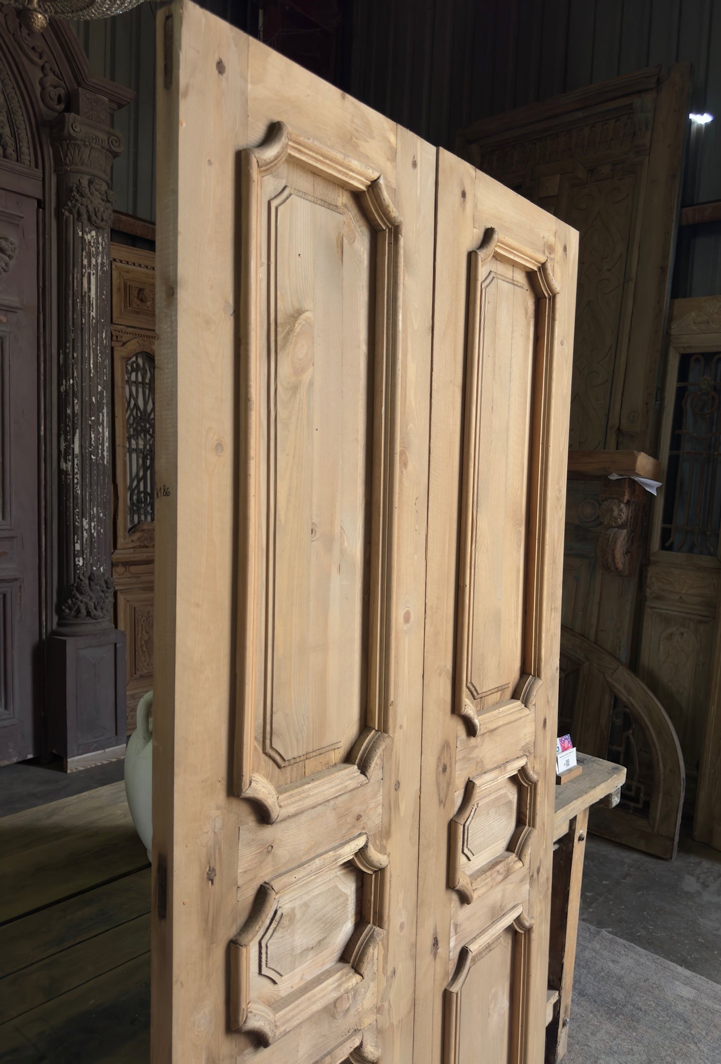 (Genevieve) Handcrafted Solid Wood French Doors - 36x80 K186