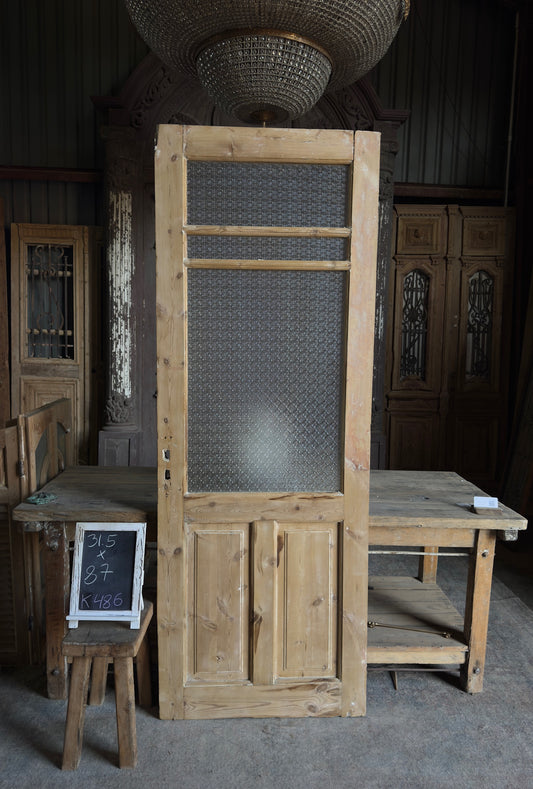 19th Century Antique Glass Single Door - 31.5x87 K486