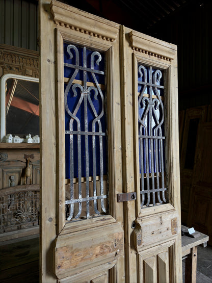 Stately Antique Iron French Doors - 44x97.5 H182