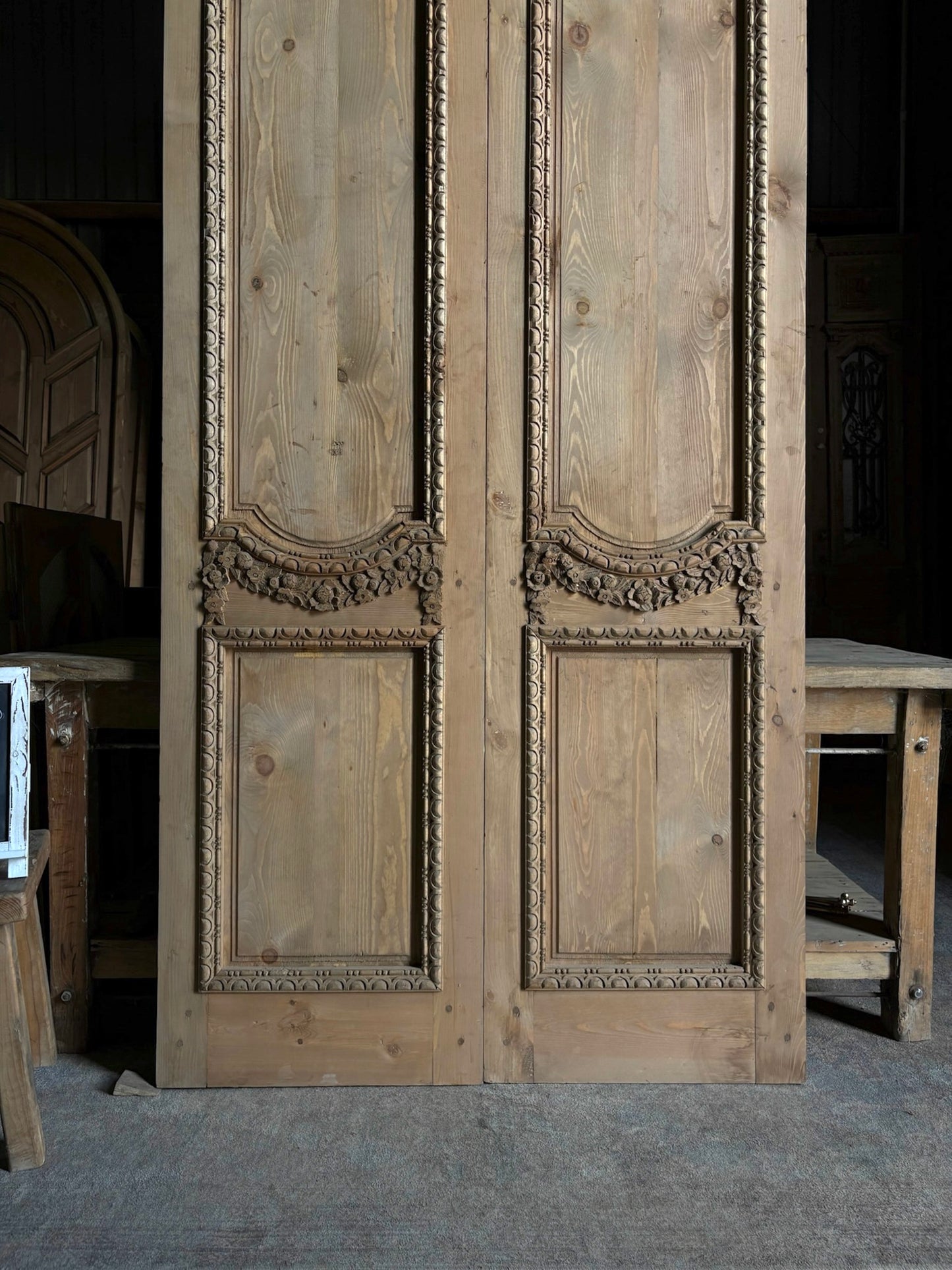 (The Helena) Handcrafted Hand carved Solid French Pair - 48x96 L45