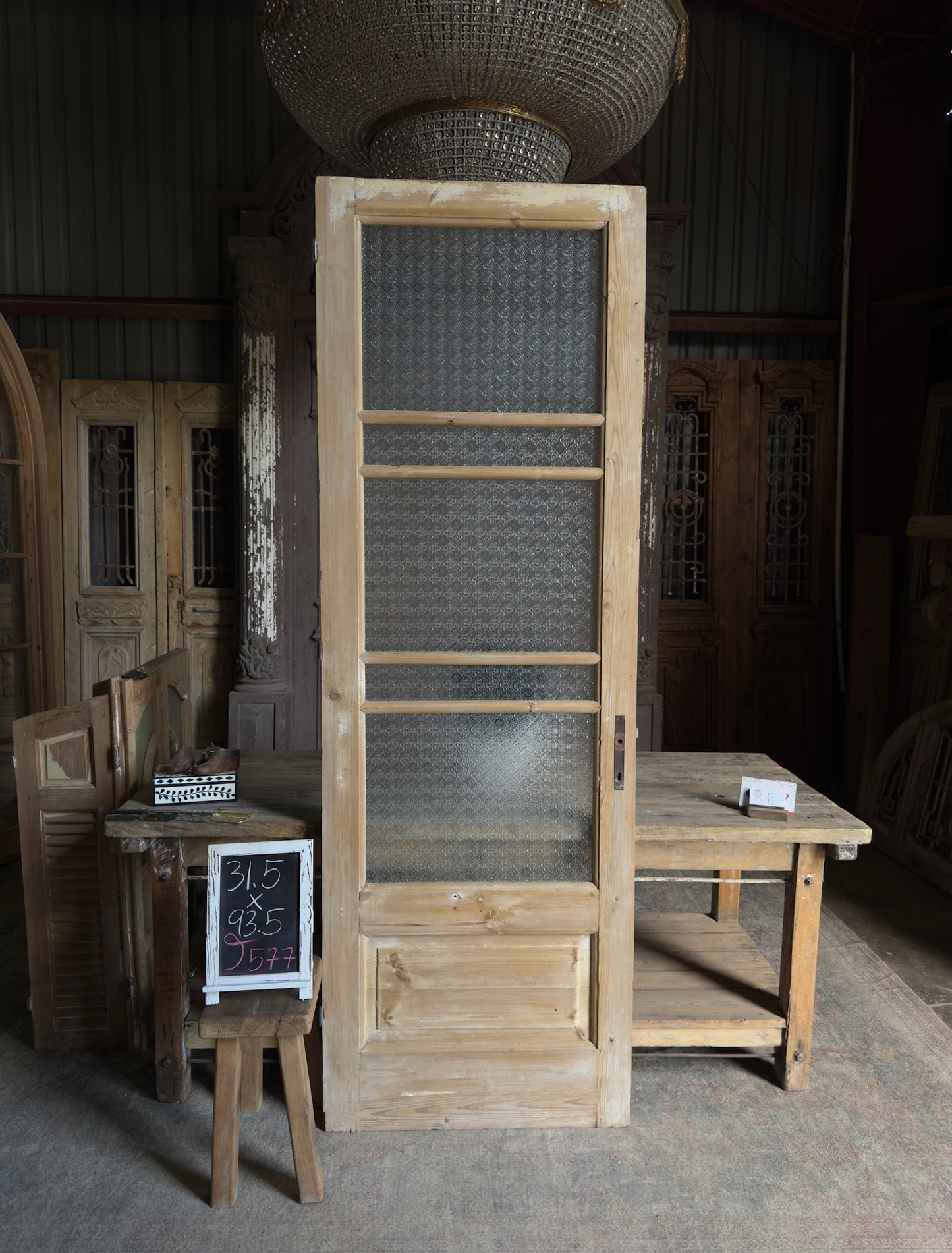 Single Antique Glass Door - 31.5x93.5 J577