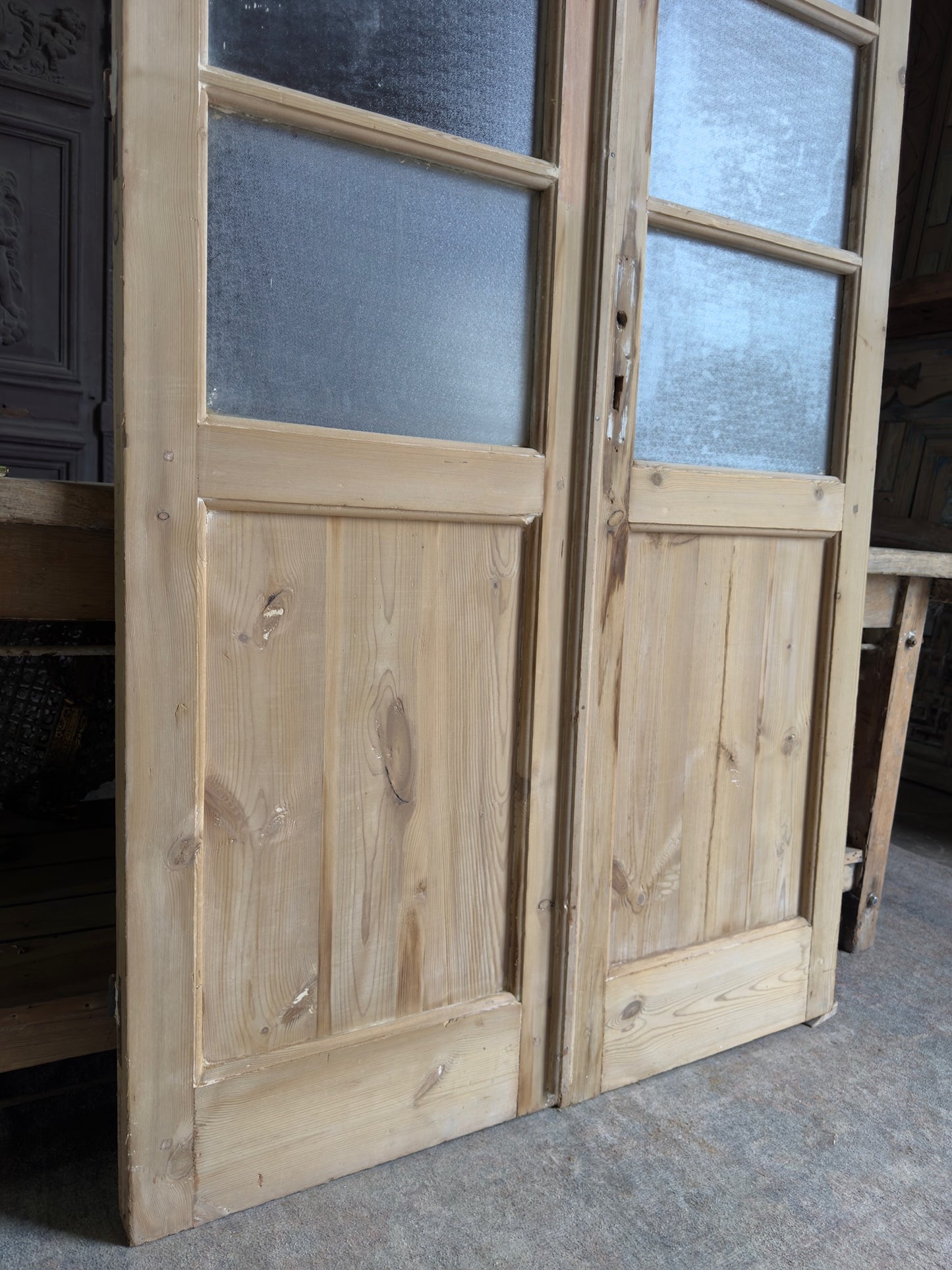8 Lite European Antique Glass French Doors - 43.75x87 K119