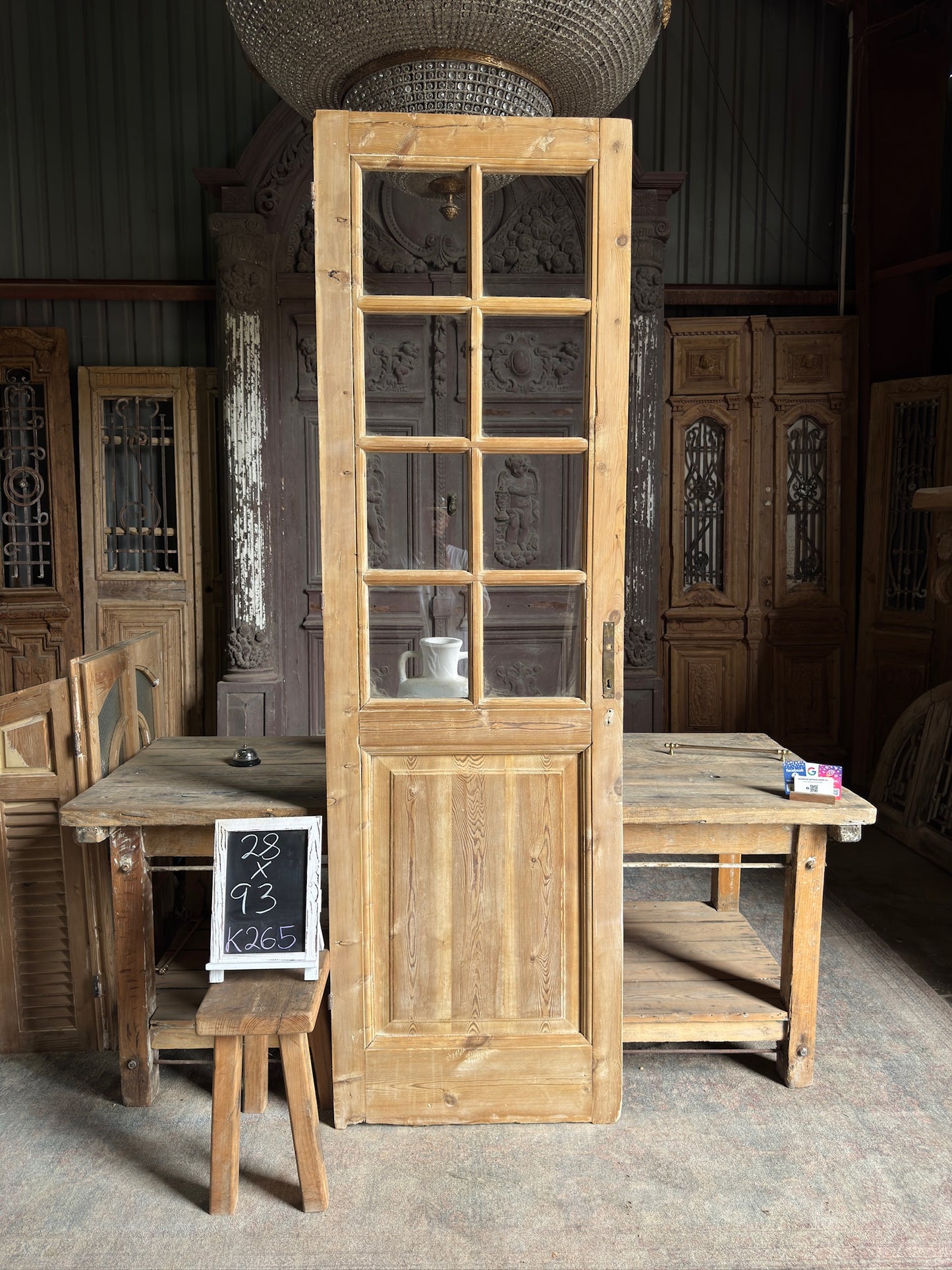 8 Lite Antique Glass Single Door - 28x93 K265