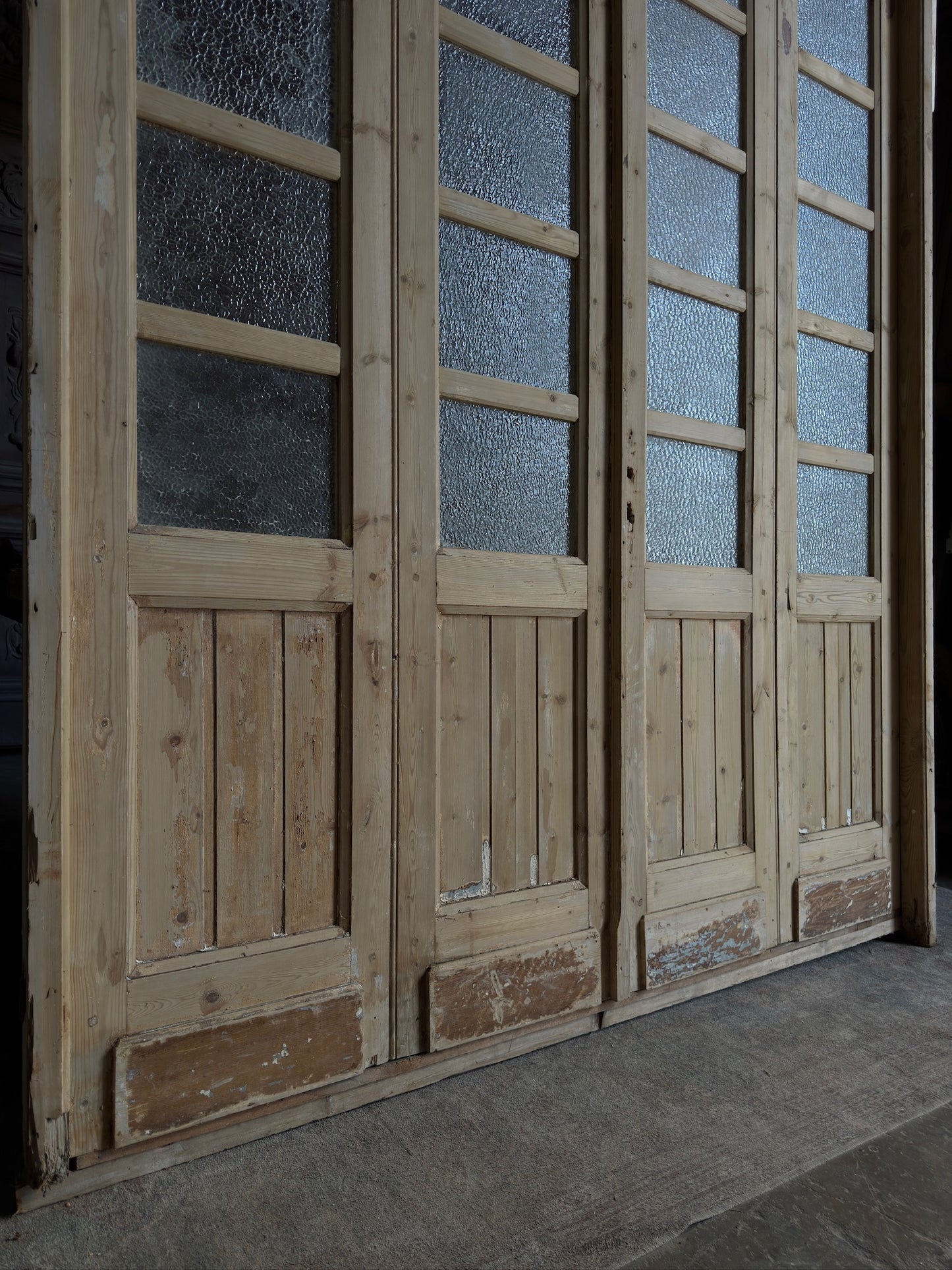 Large Antique Bi-Fold French Door Unit with Arched Transom - 75.25x118.5 J155