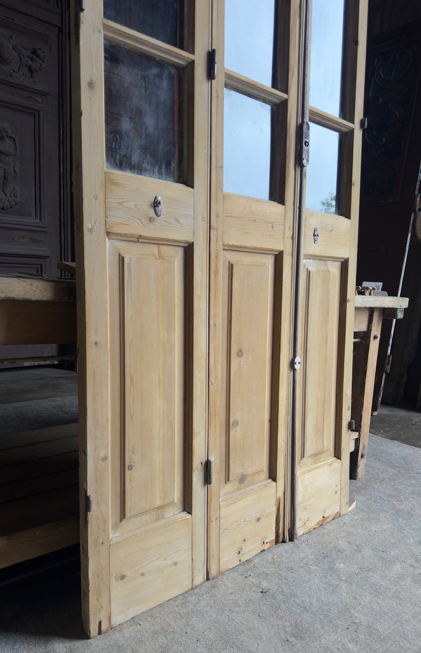 Tri-Fold Antique Glass Doors - 39.75x98 - L429