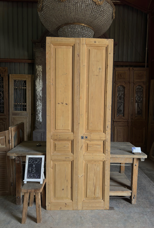 3 Panel Antique Solid French Doors - 35.25x93 K336