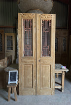 Mediterranean Antique Iron French Doors - 43.5x96 K274
