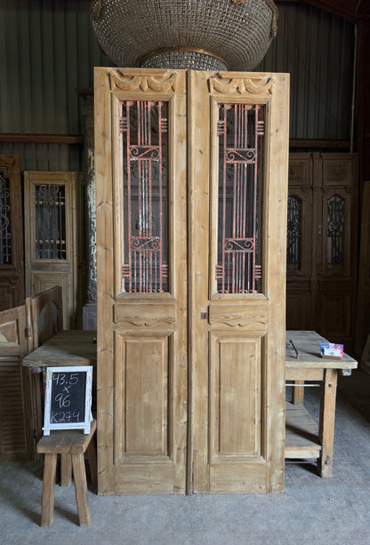 Mediterranean Antique Iron French Doors - 43.5x96 K274