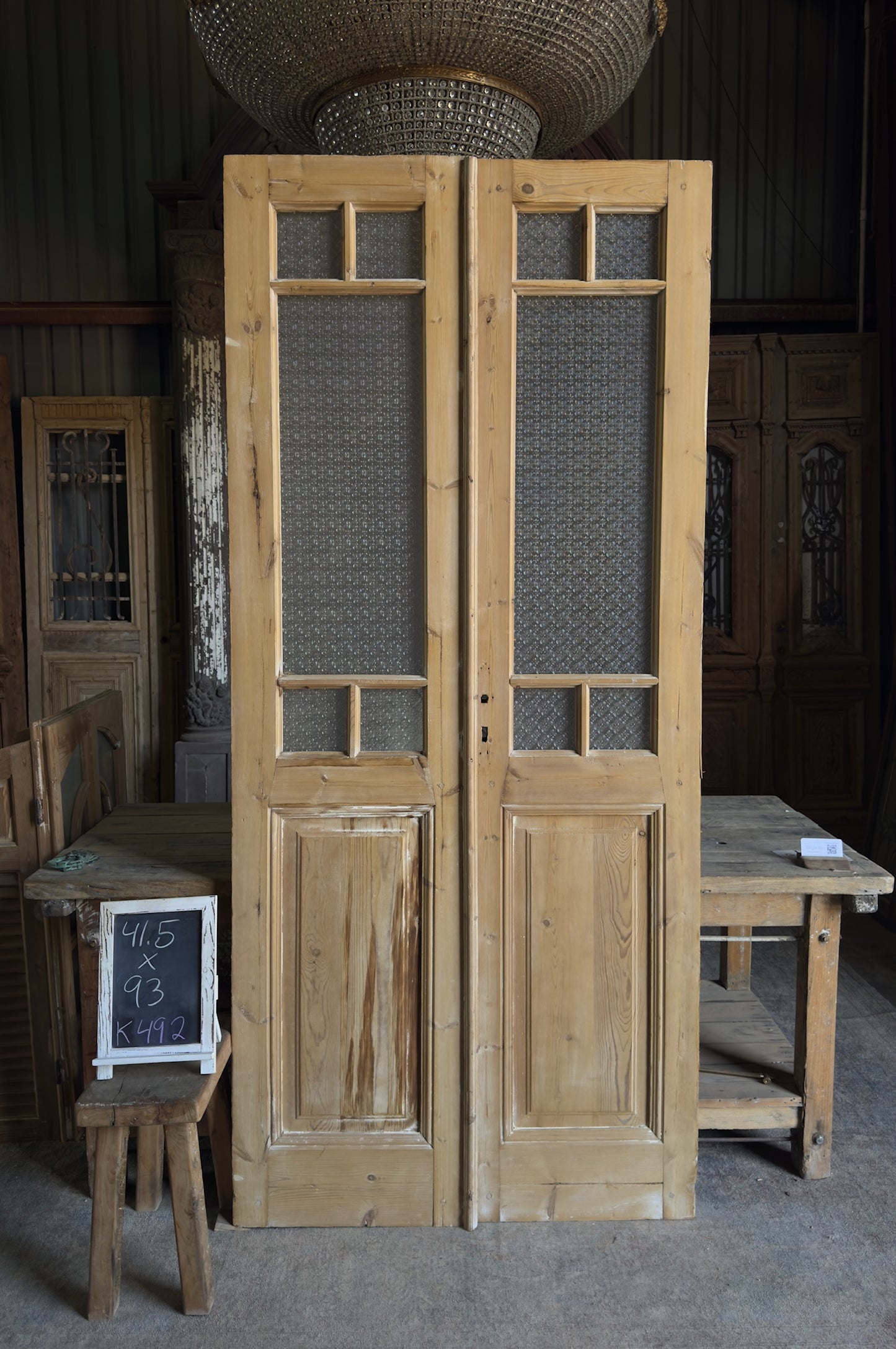 Classic French Divided Glass Antique Pair - 41.5x93 K492