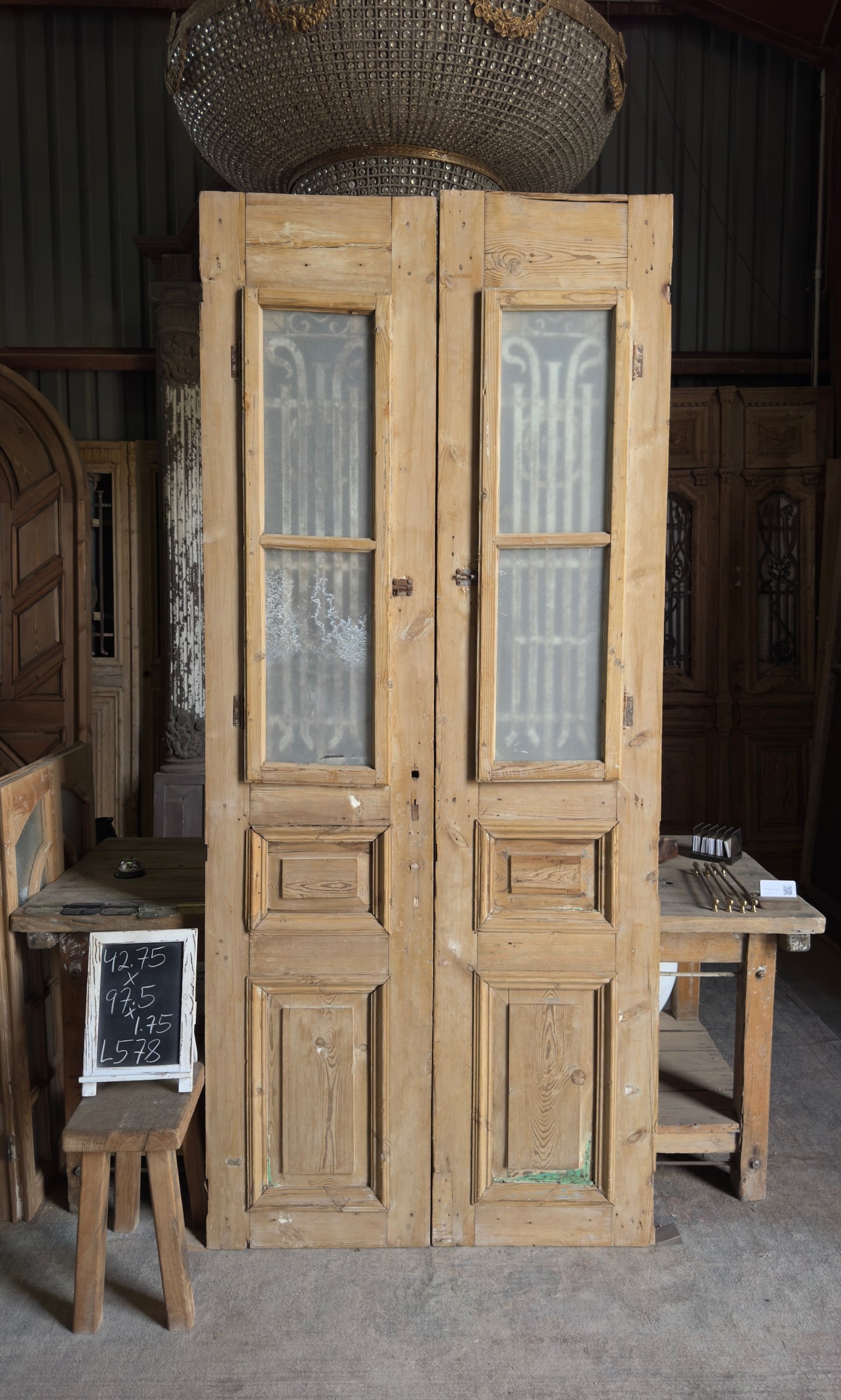 Antique Iron 2 Lite French Doors - 42.75x97.5 - L578