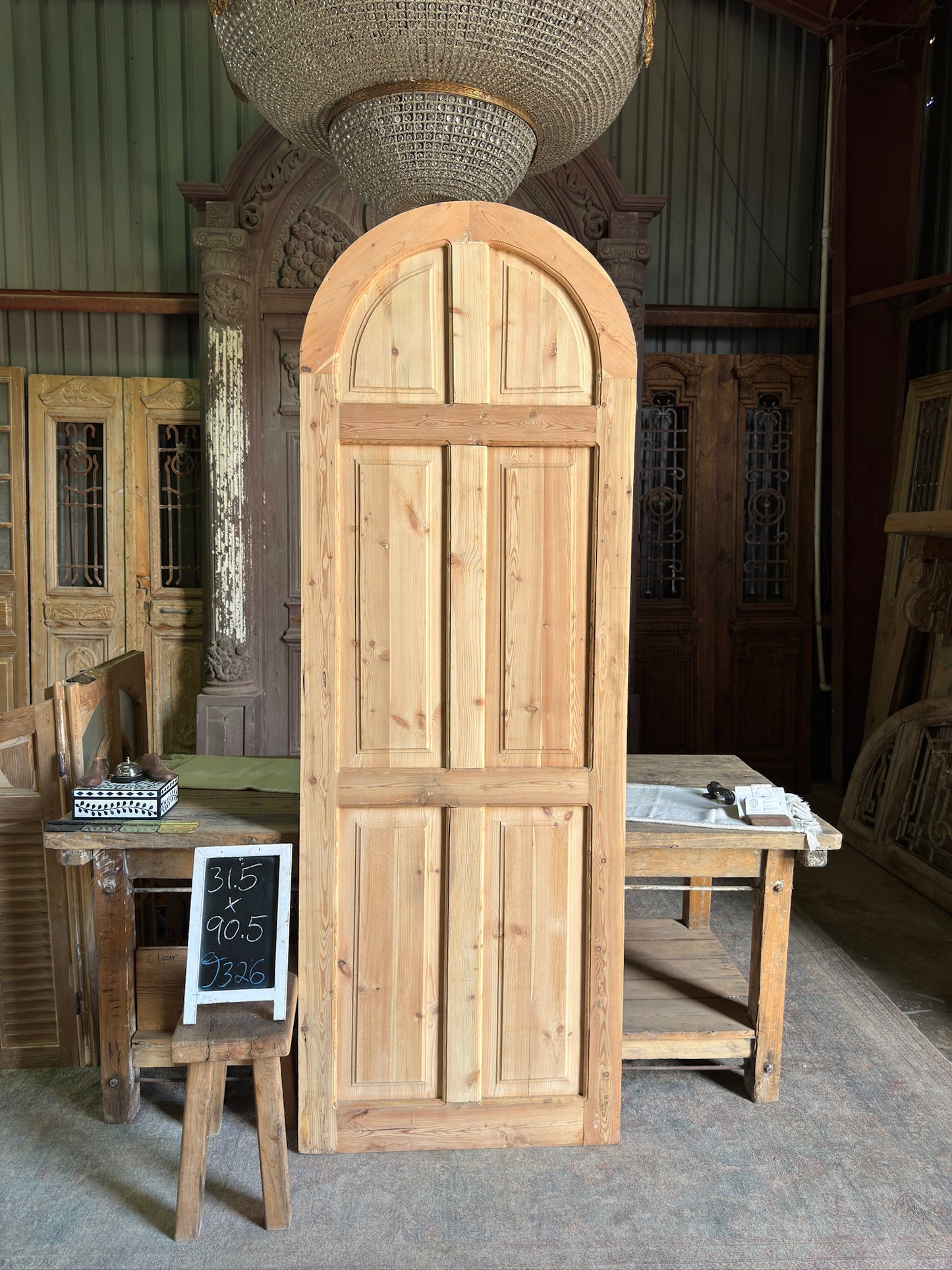 6 Panel Antique Arched Solid Single Door - 31.5x90.5 J326