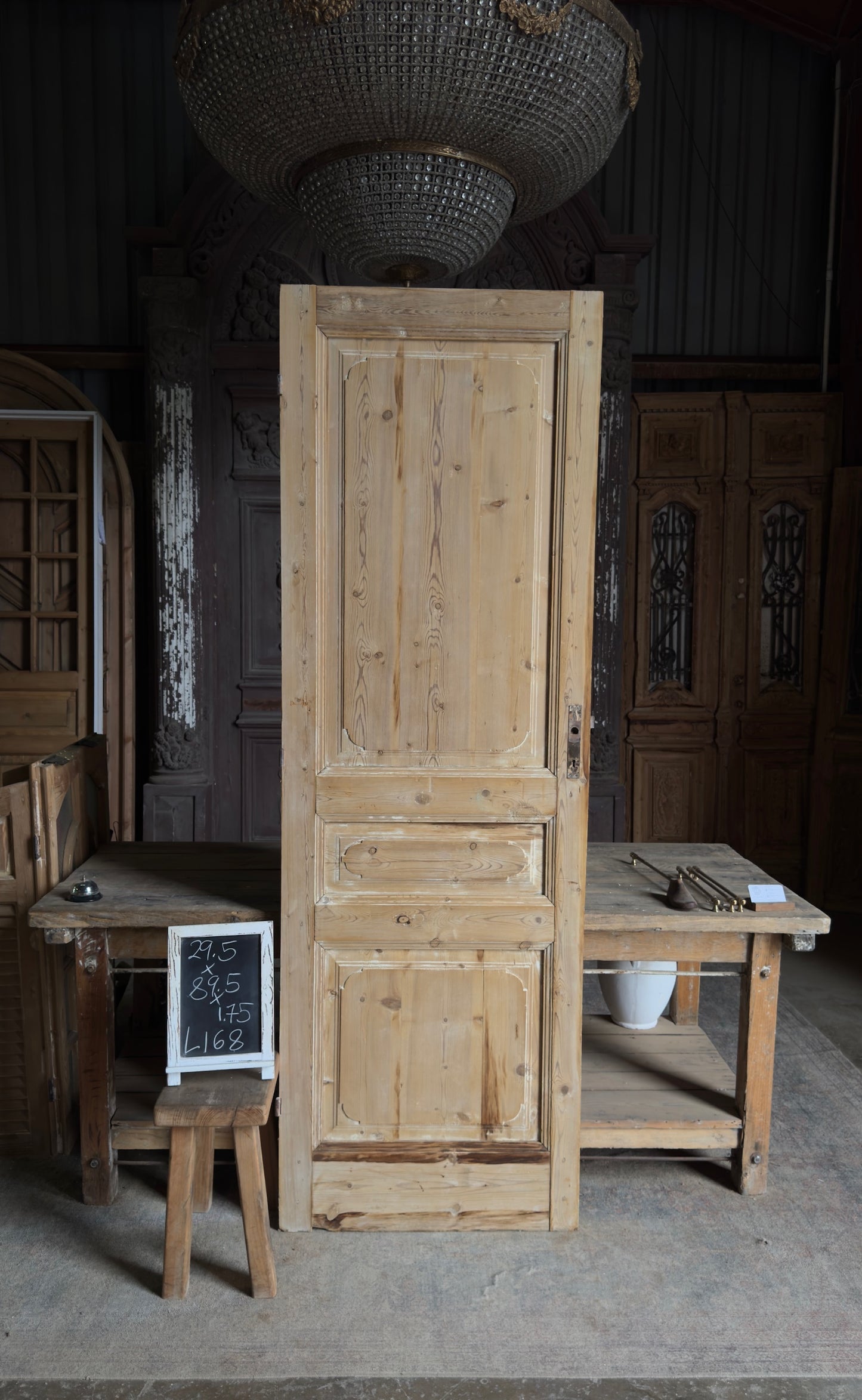 3 Panel Single Solid Antique Door - 29.5x89.5 - L168