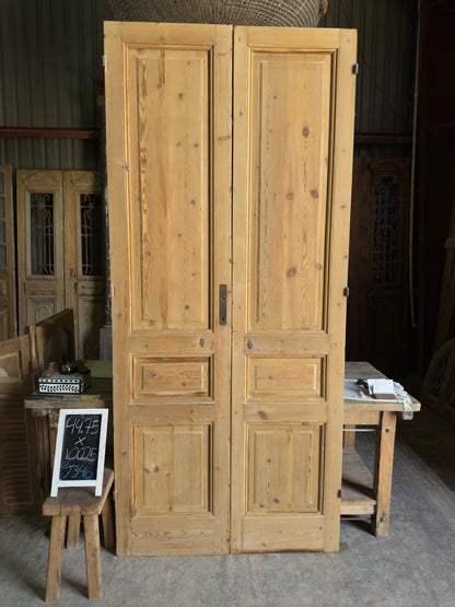 3 Panel Antique Solid French Doors - 44.75x100.25 J346