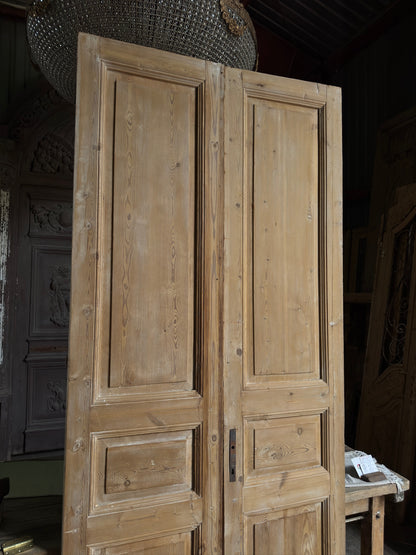 3 Panel Antique Solid French Doors - 44x101 J382