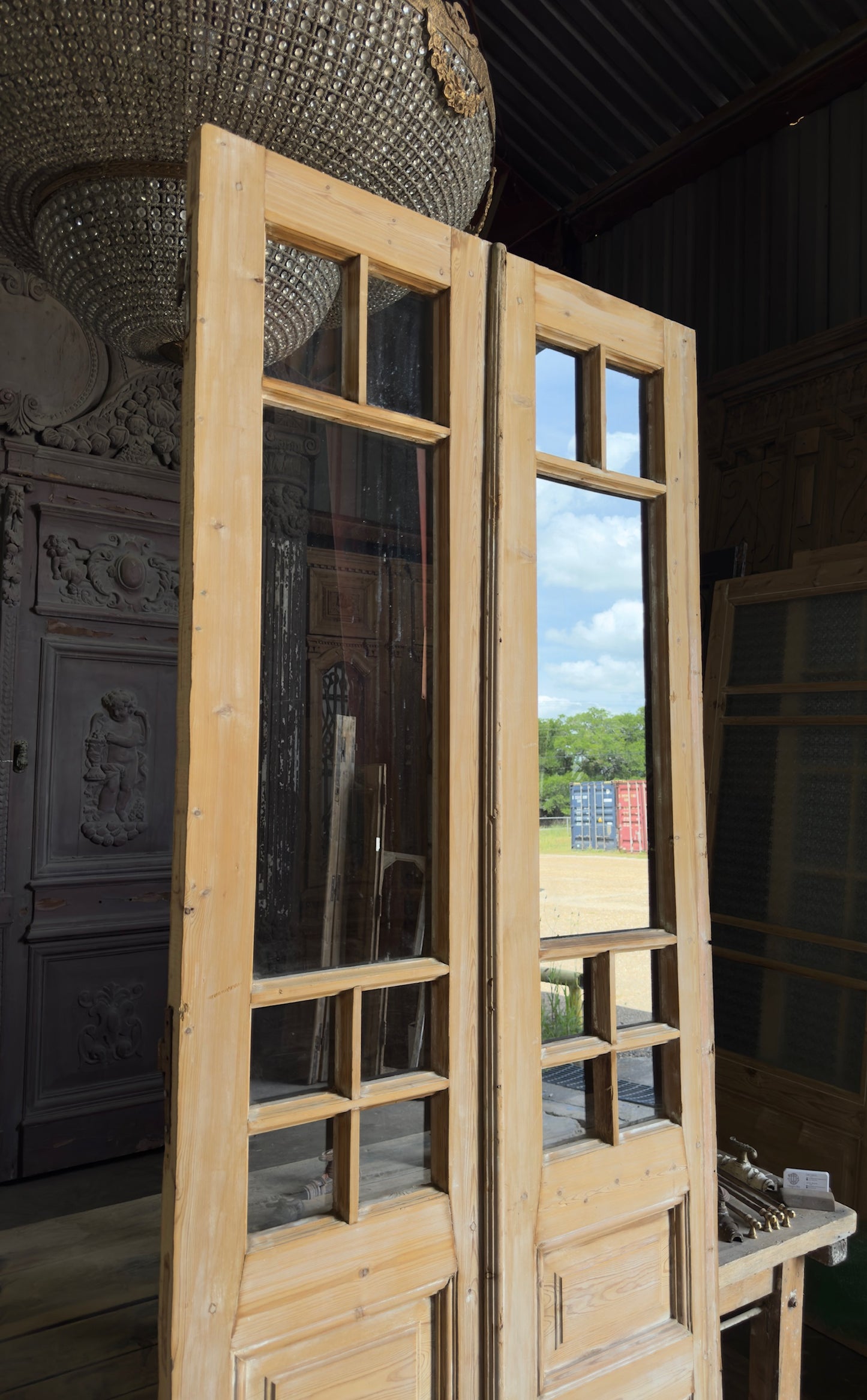 Antique Glass 4 Lite French Doors - 38x98.5 - L696