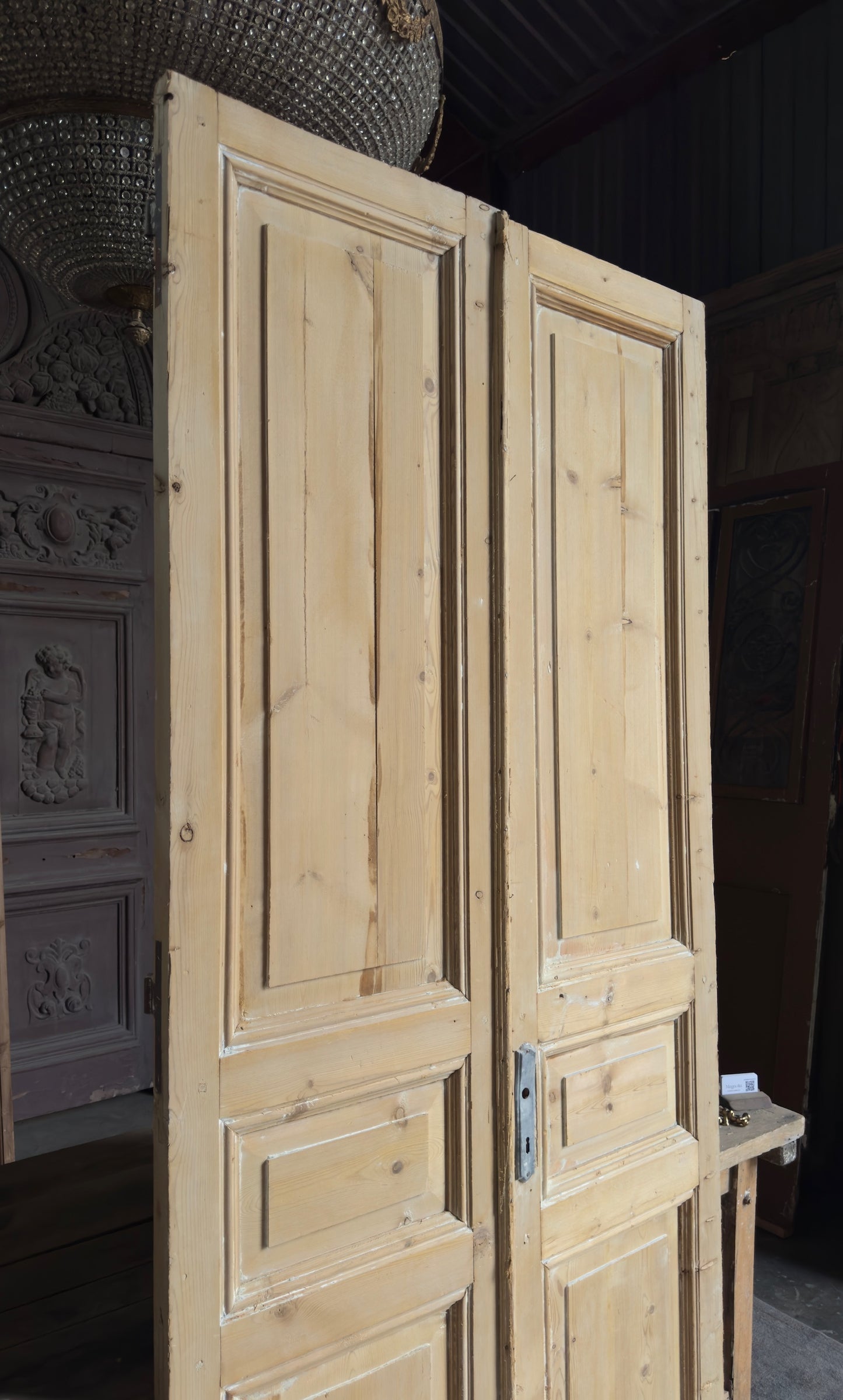 3 Panel Antique Solid French Doors - 43.5x96.5 - L398