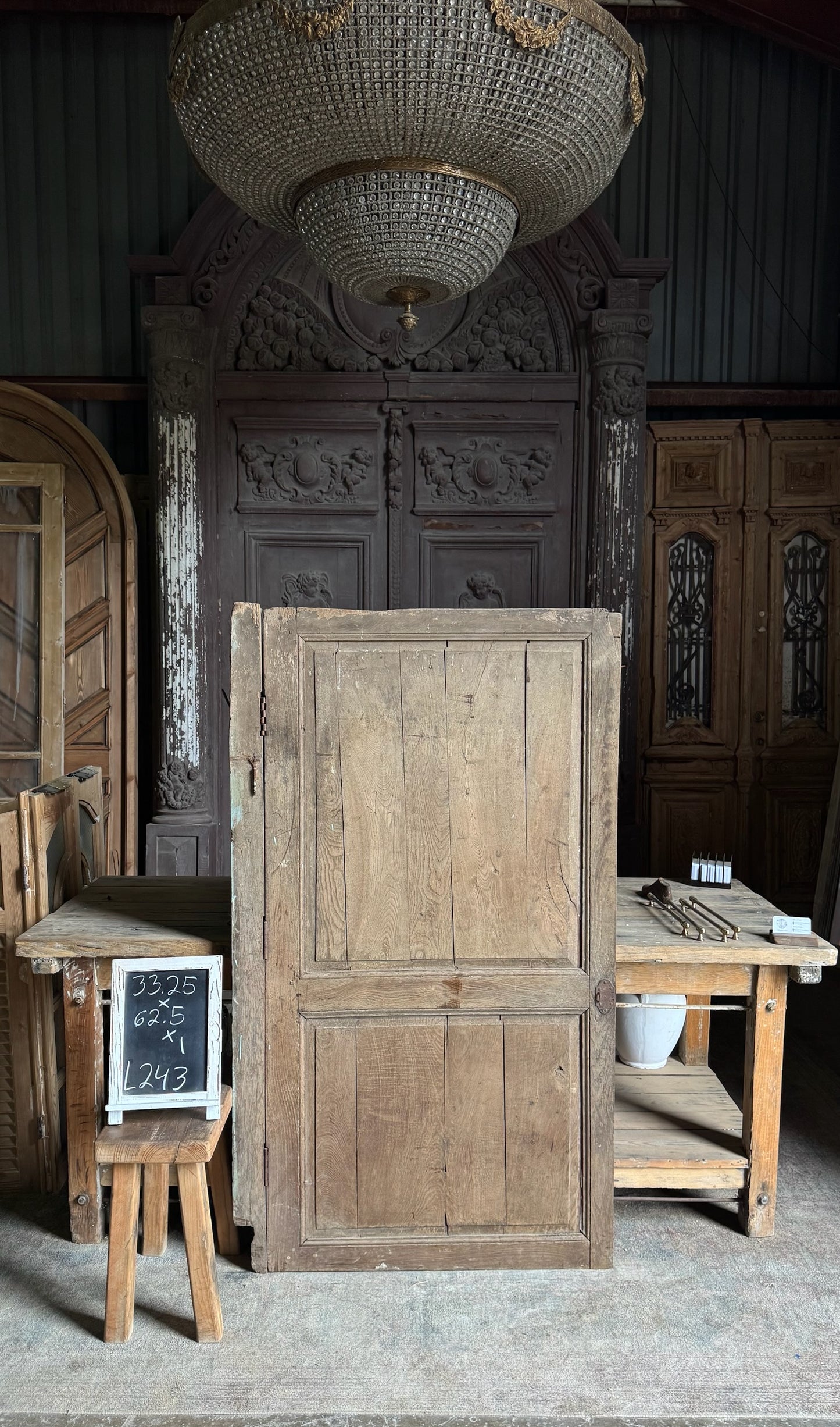 Primitive French Plank 2-Panel Antique Door - 33.25x62.5 - L243