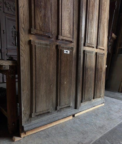 Antique Oak Entry French Doors - 66.5 x 96.5 - L265