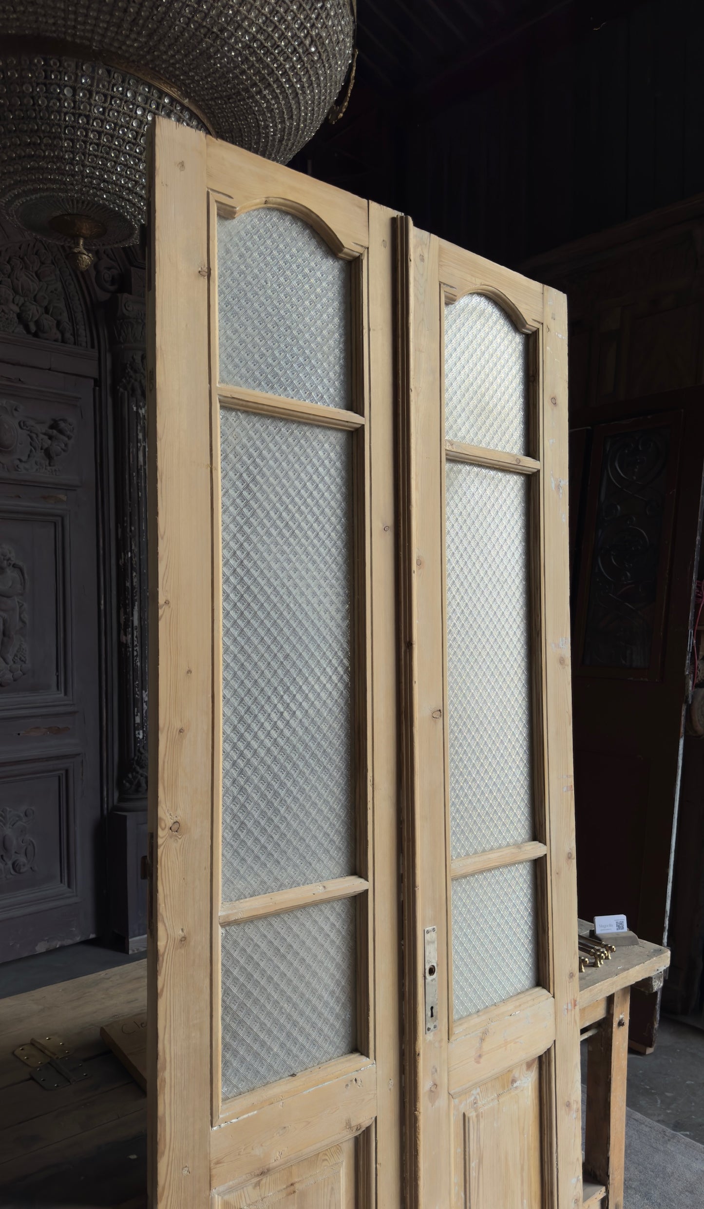 Scalloped Antique Glass French Doors - 38x91.5 - L433