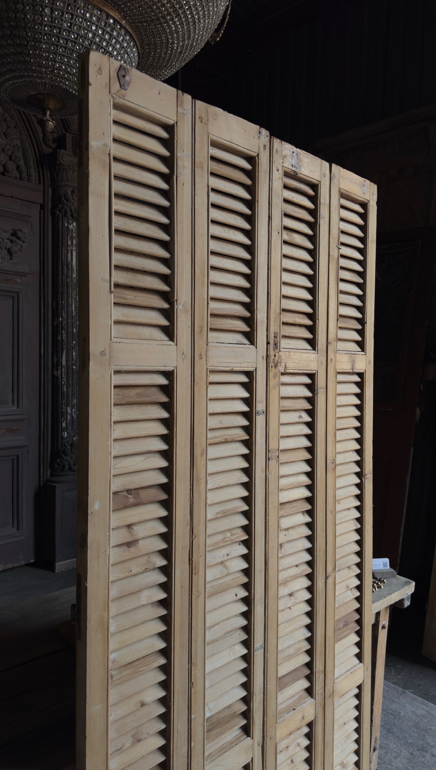 European French Antique Louvered Shutters - 43.5x89 - L415