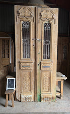 Ornate Antique Iron French Doors - 51x116 - L203