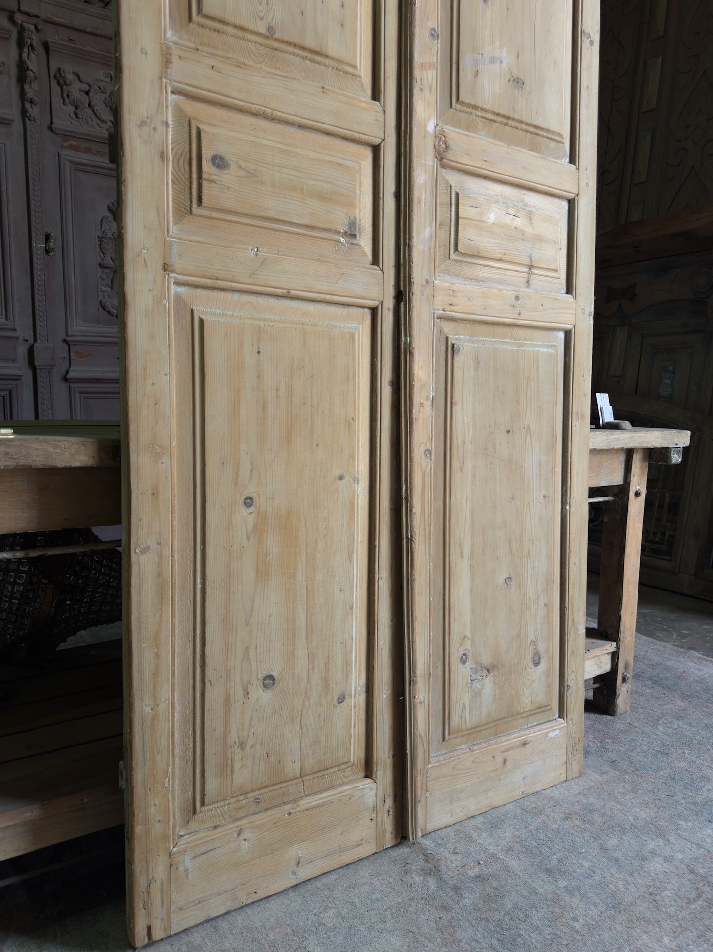 3 Panel Antique Solid French Doors - 40x106 K56