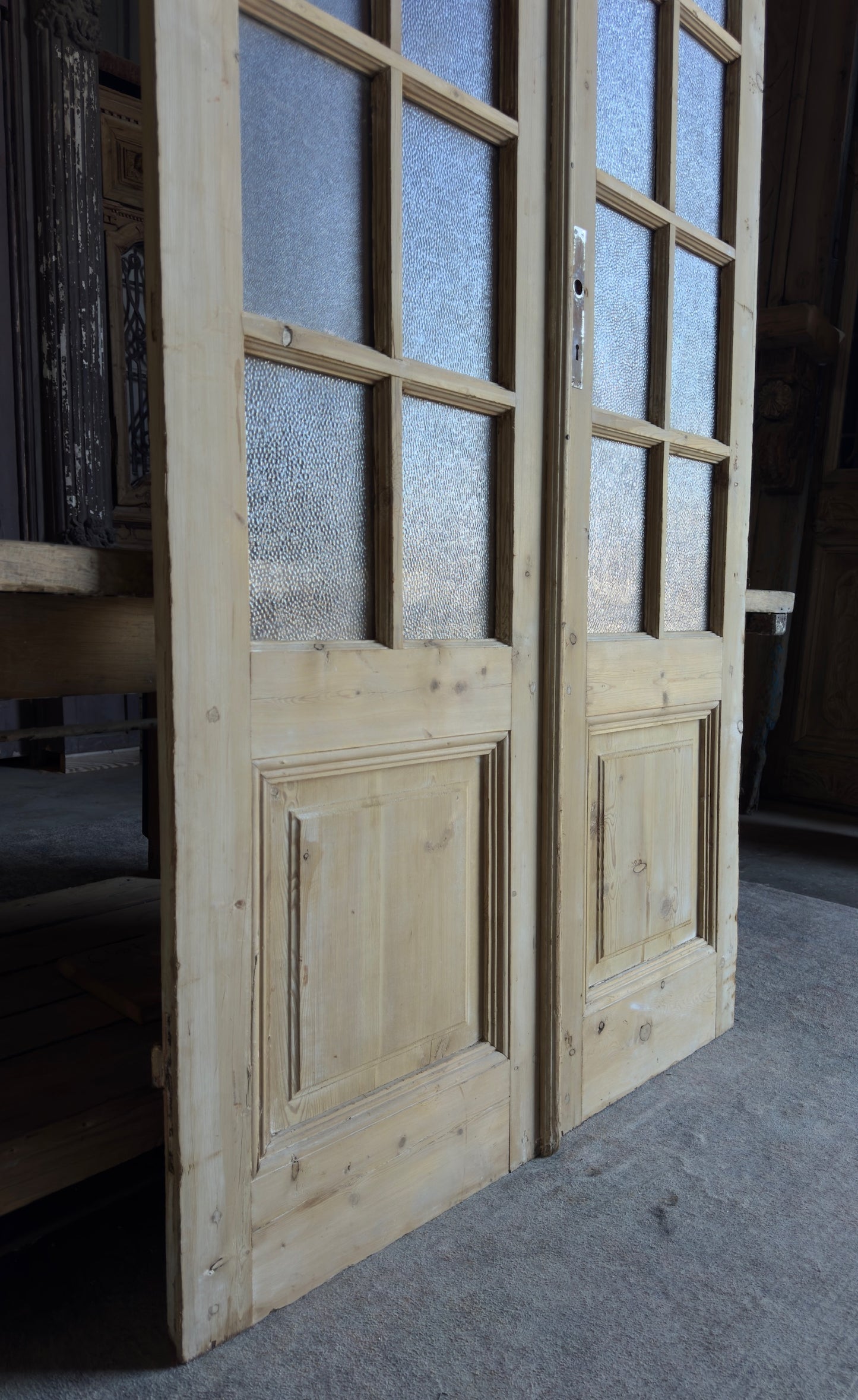 12 Lite Glass Antique French Doors - 45x104 - L117