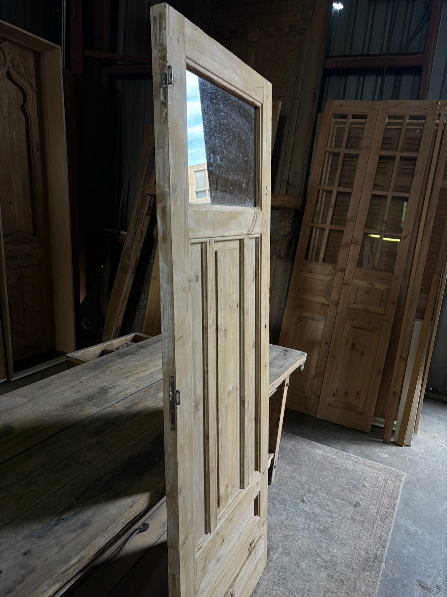 19th Century European Antique Glass Single Door - 28.5x79.5 - L79