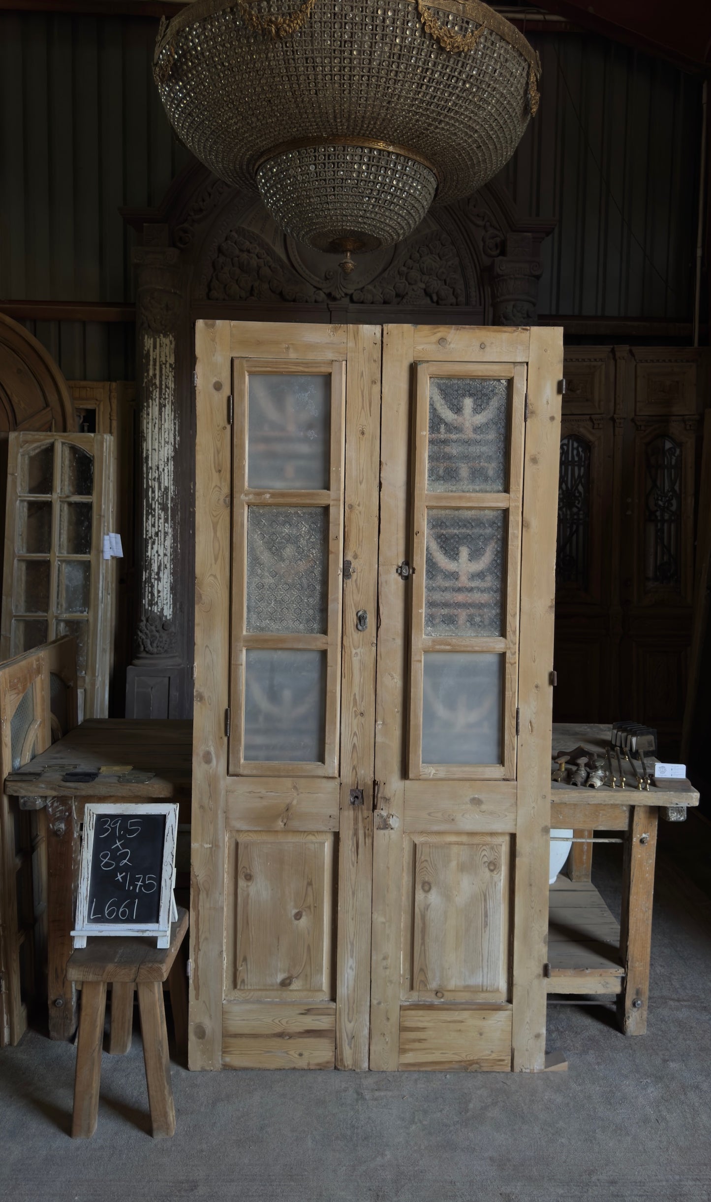 Antique Iron 4 Lite French Doors - 39.5x82 - L661