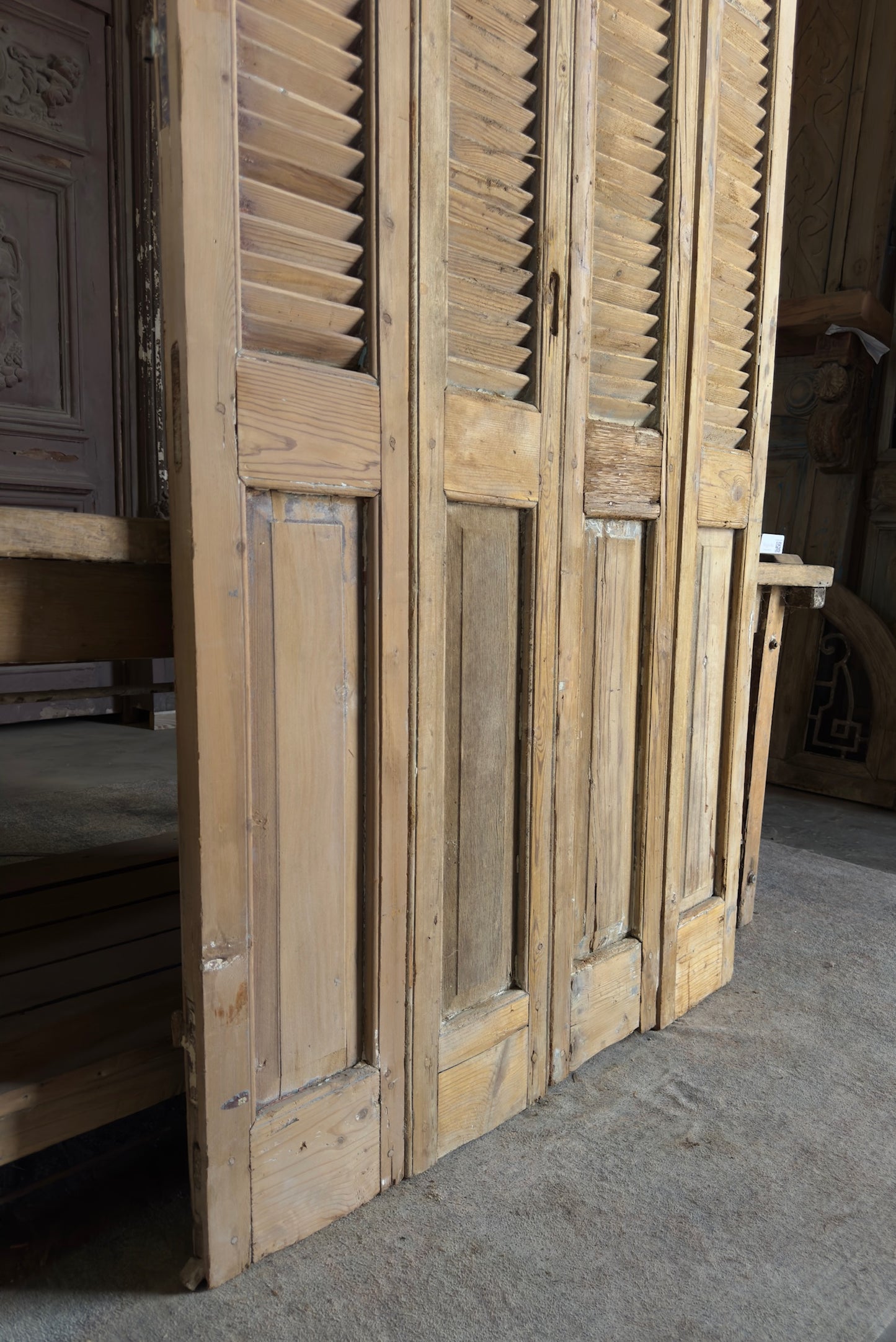 European French Antique Louvered Shutters - 43x90.5 K452