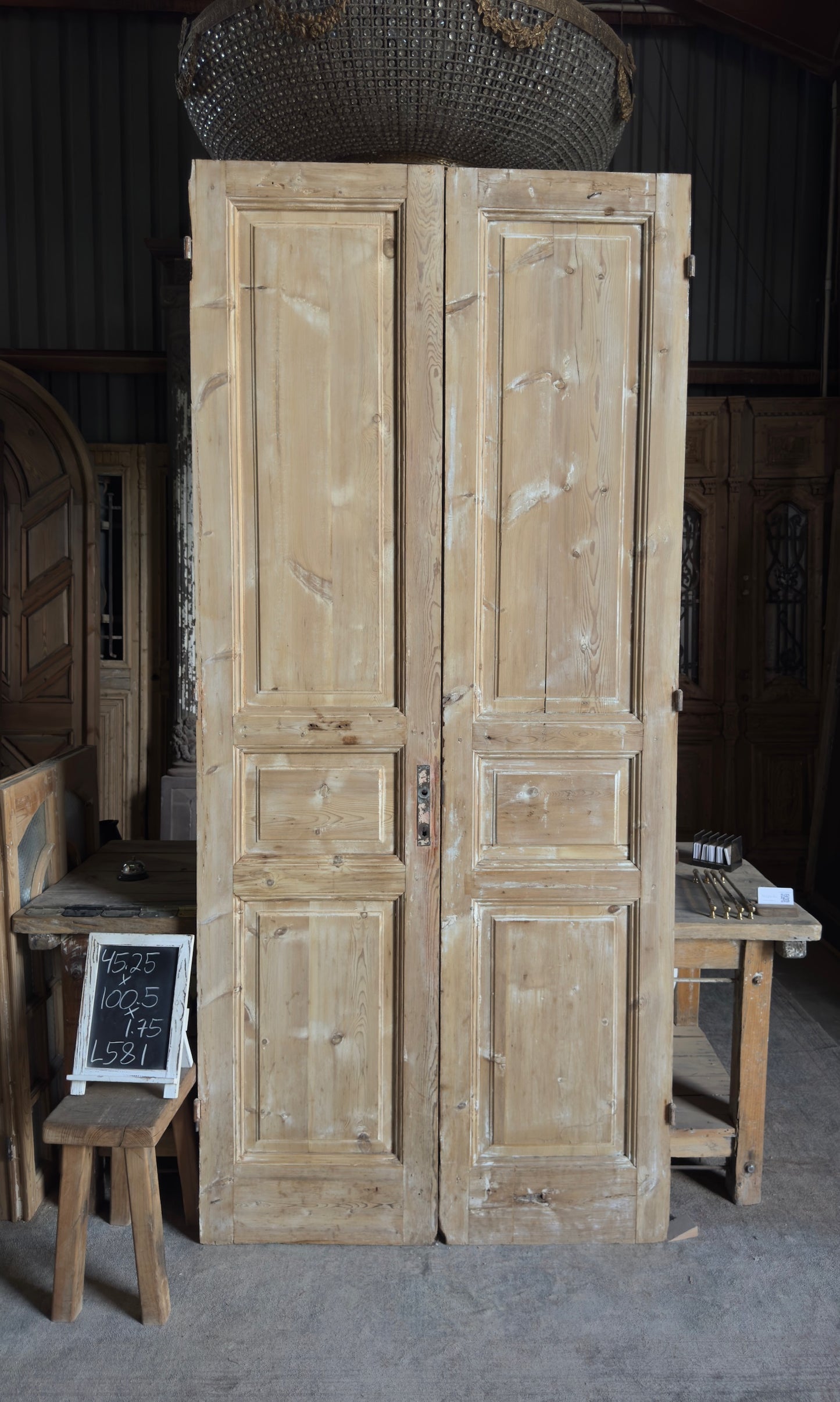 Antique 3 Panel French Doors - 45.25x102.5 - L581