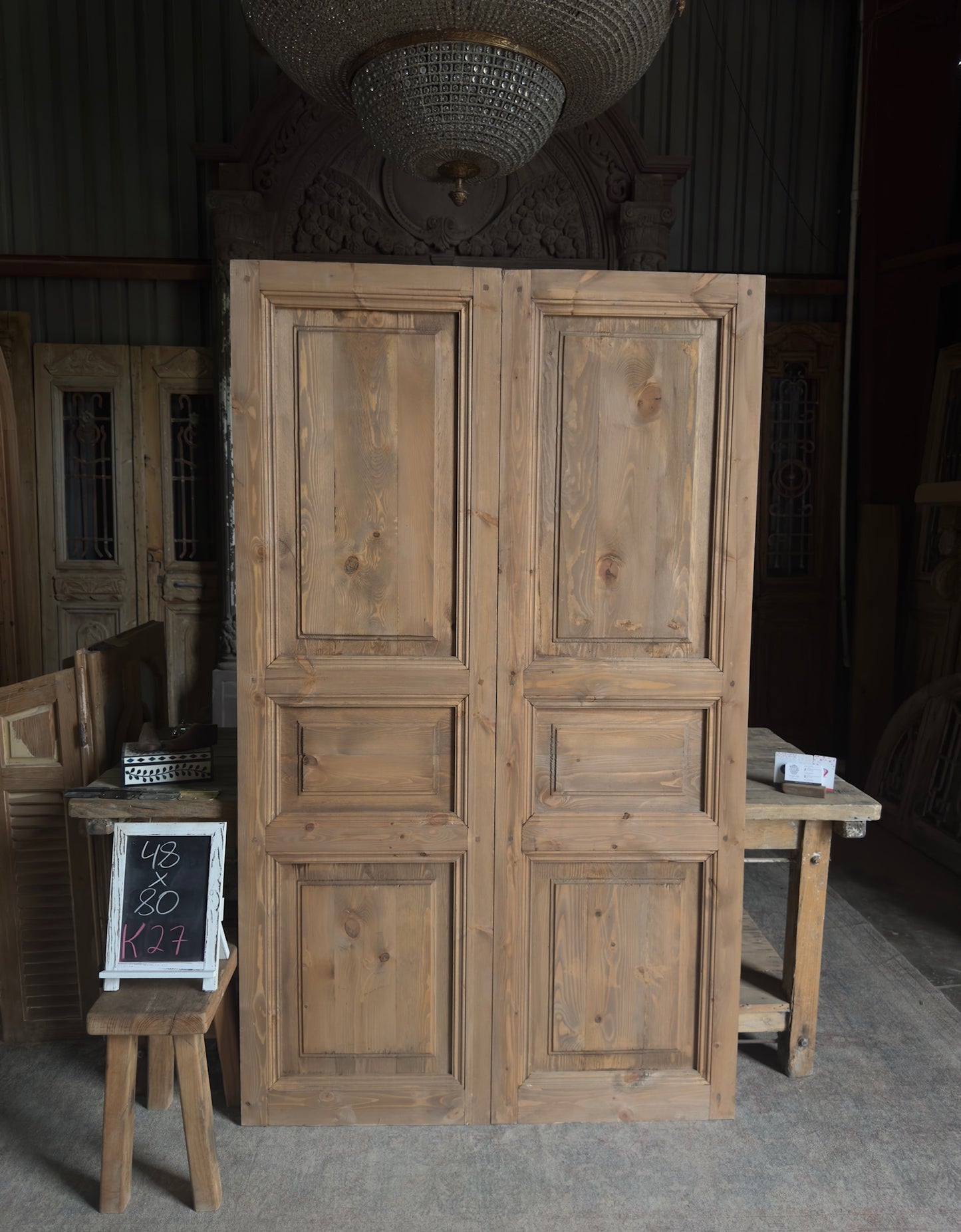 3 Panel Solid Baltic Pine French Doors - 48x80 K27