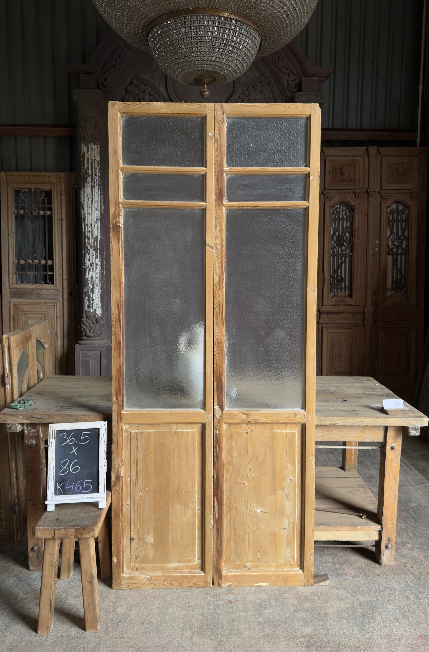 6 Lite European Antique Glass French Doors - 36.5x86 K465