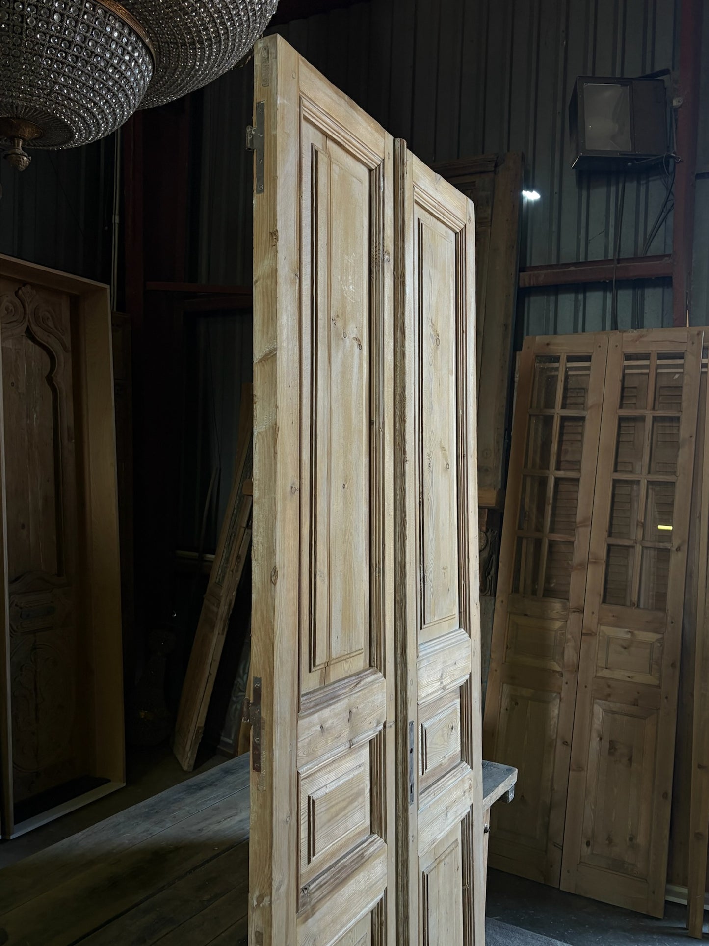 3 Panel Antique Solid French Doors - 40x97 - L82