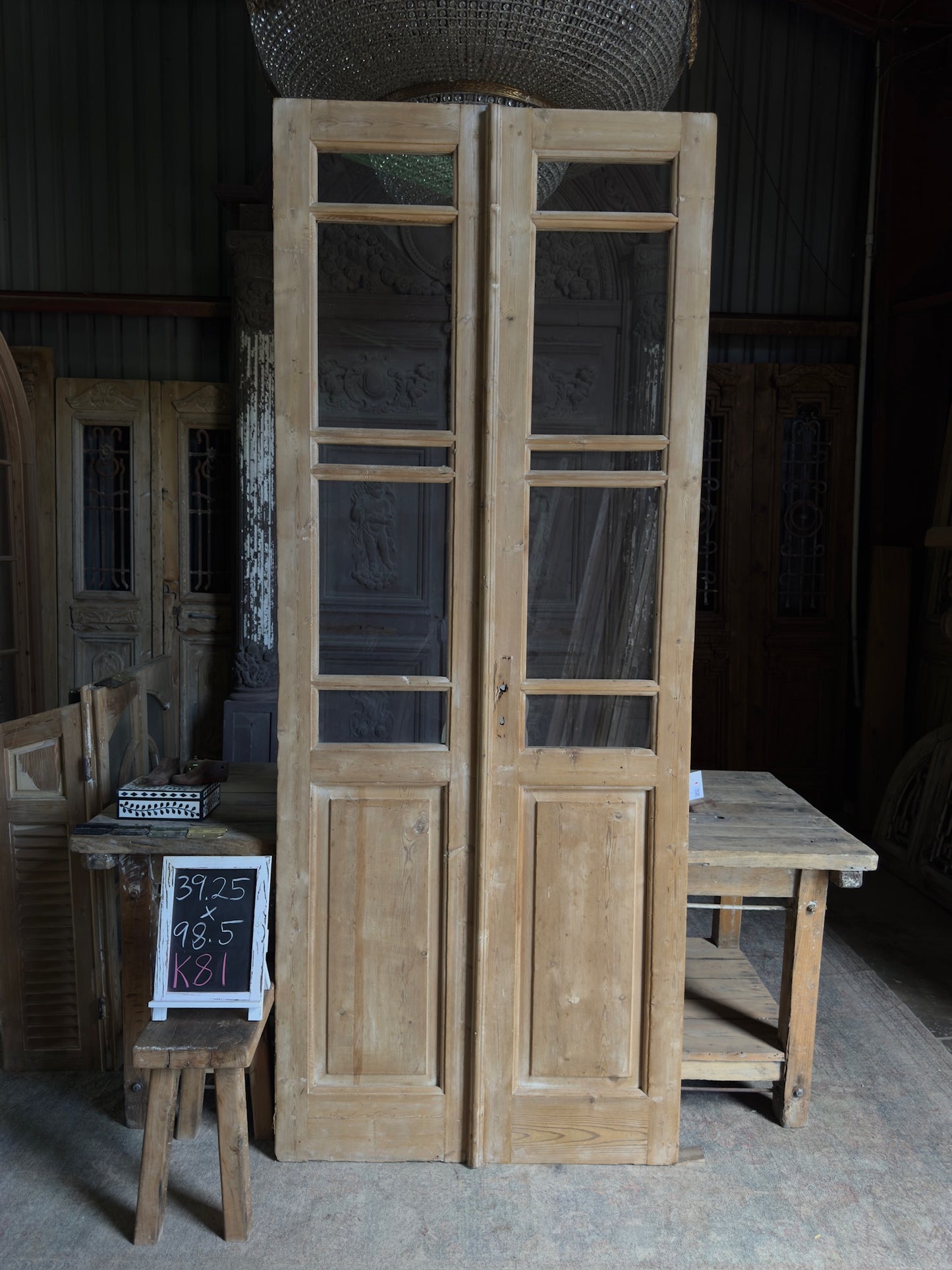 5 Lite Glass Antique French Doors - 39.25x98.5 K81